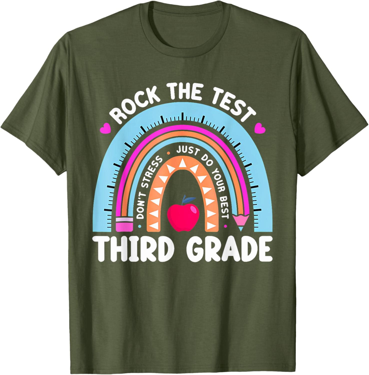 Rock The Test Day 3Rd Grade Teacher Third Grade Testing Day T-Shirt