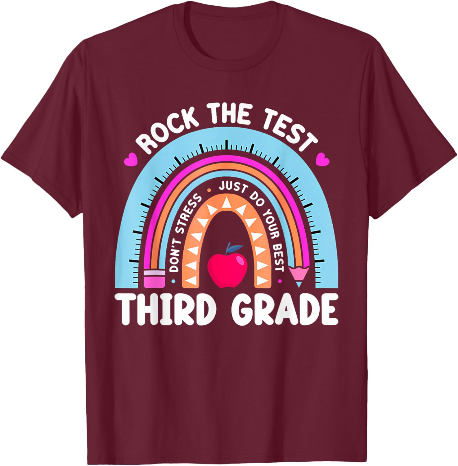 Rock The Test Day 3Rd Grade Teacher Third Grade Testing Day T-Shirt