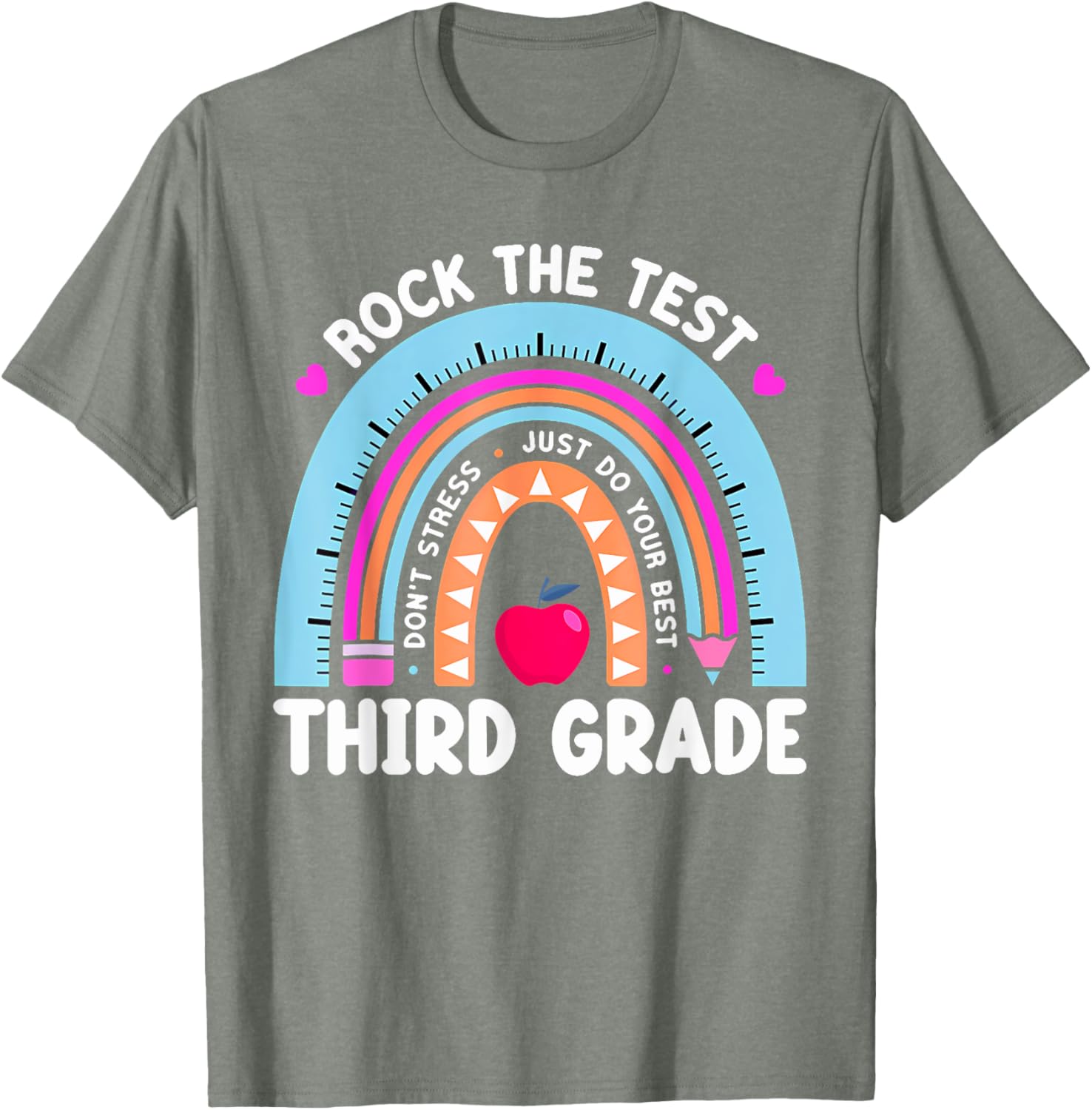Rock The Test Day 3Rd Grade Teacher Third Grade Testing Day T-Shirt