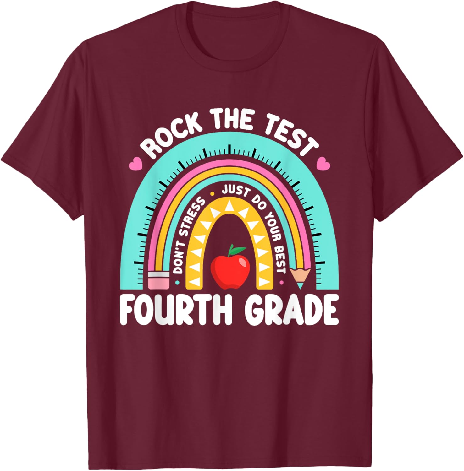 Rock The Test Day 4th Grade Teacher Fourth Grade Testing Day T-Shirt