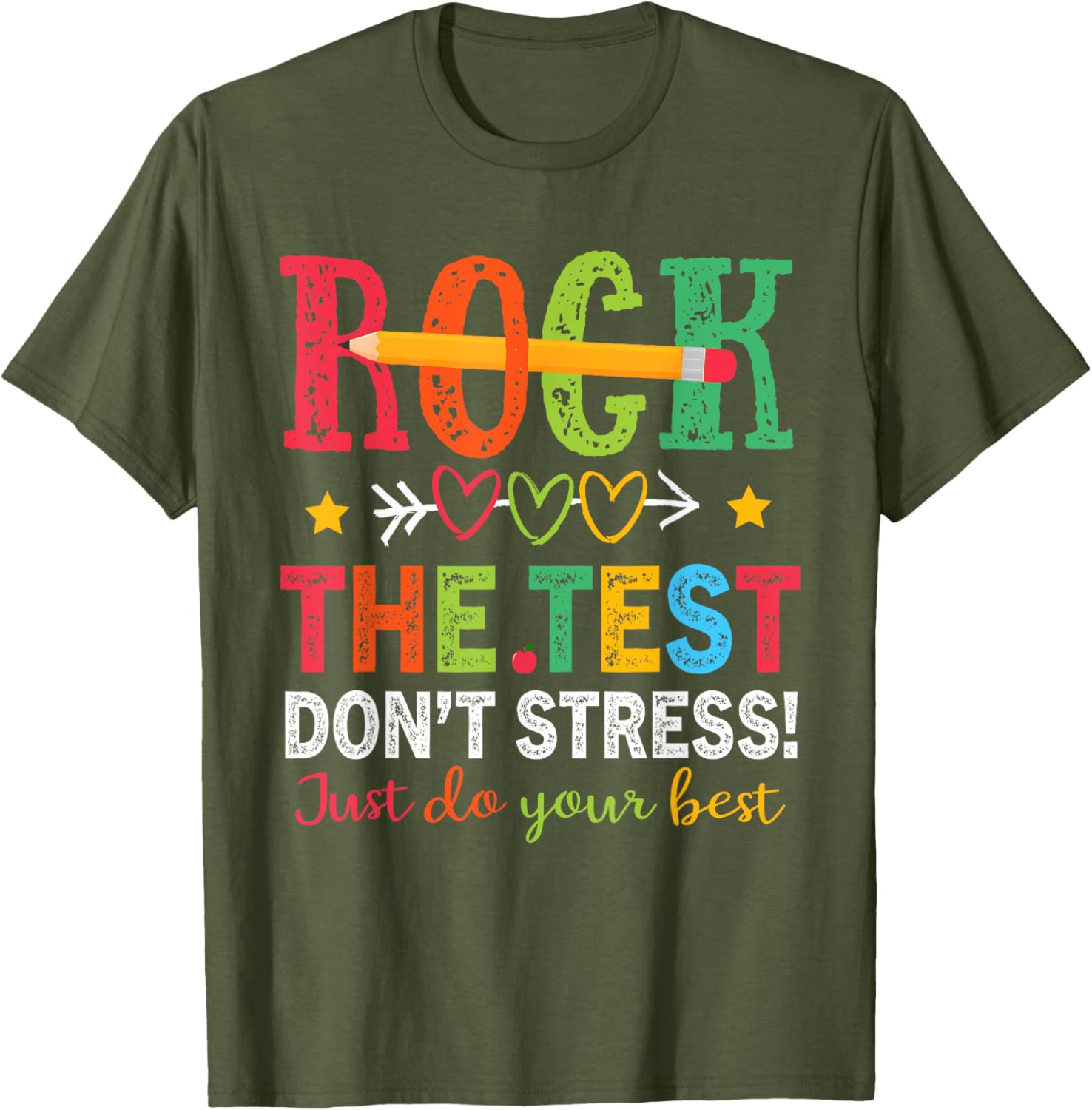 Rock The Test Don't Stress Just Do Your Best Teacher Testing T-Shirt