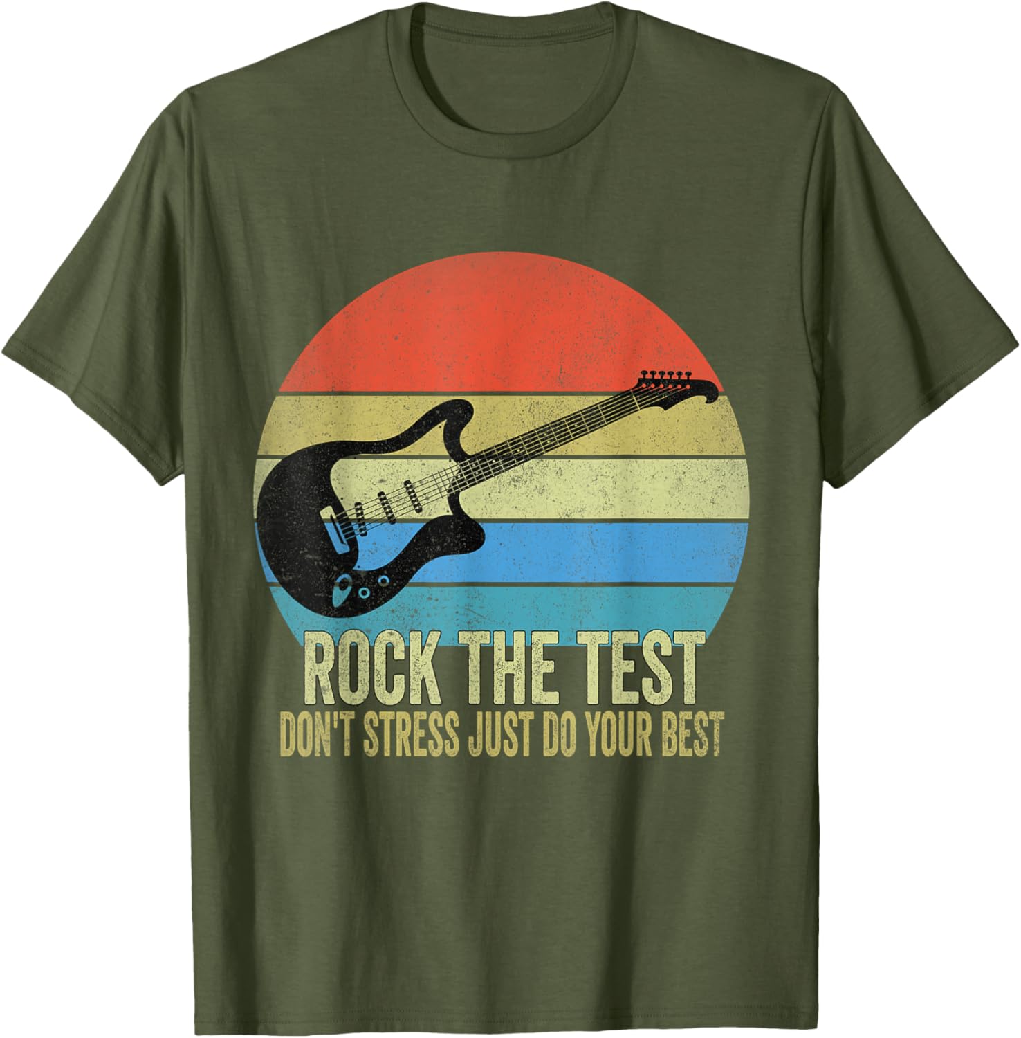 Rock The Test Dont Stress Test Day Funny Testing Day Teacher T-Shirt