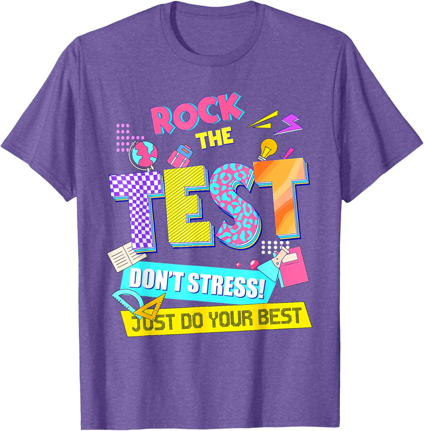 Rock The Test Dont Stress Testing Day Teachers Students T-Shirt