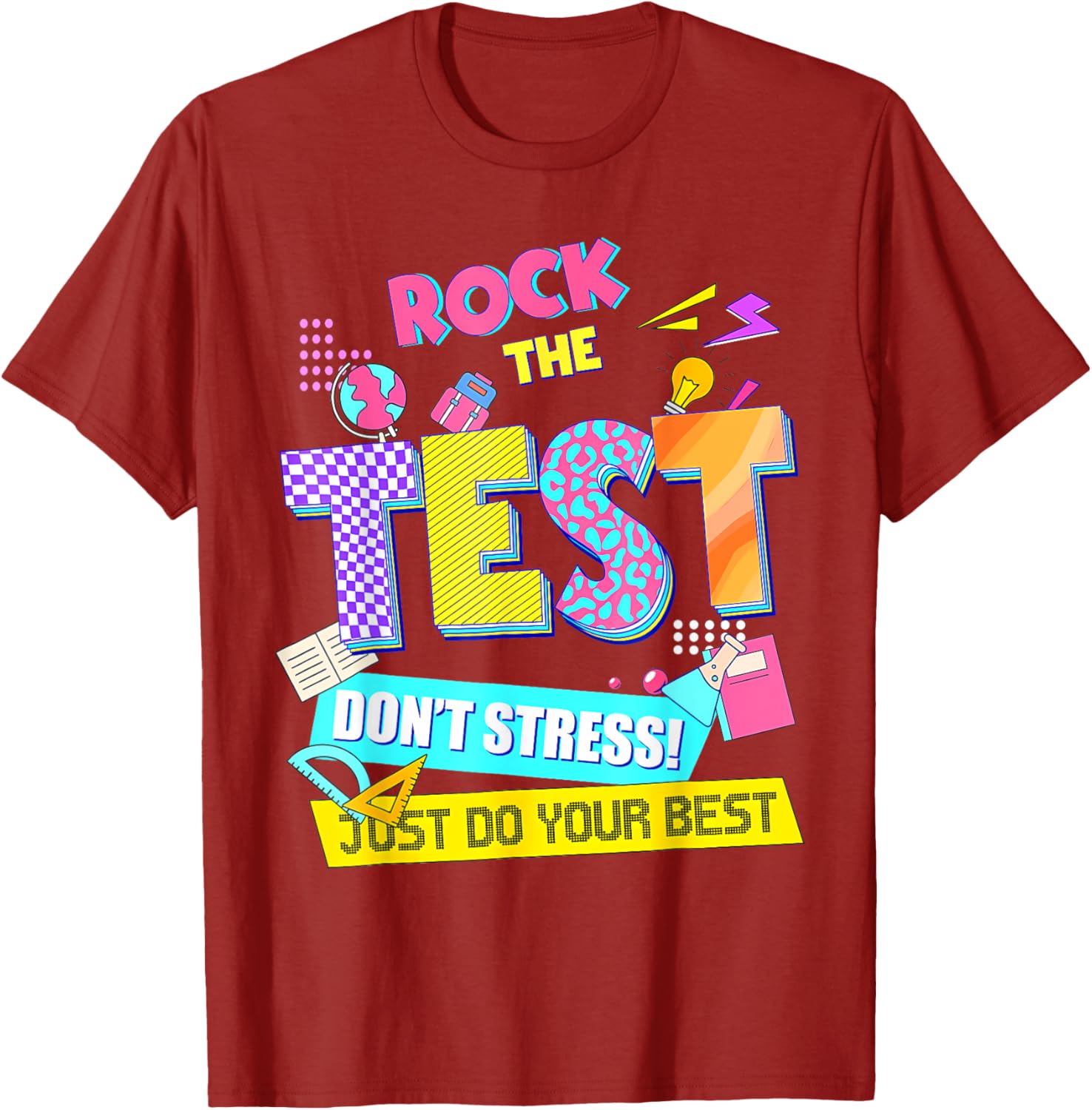 Rock The Test Dont Stress Testing Day Teachers Students T-Shirt