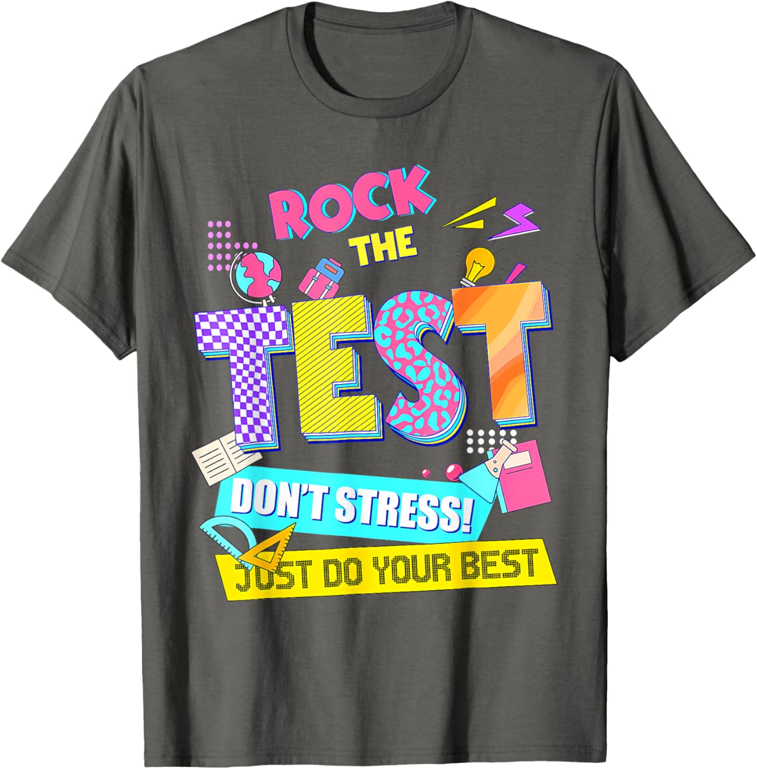Rock The Test Dont Stress Testing Day Teachers Students T-Shirt