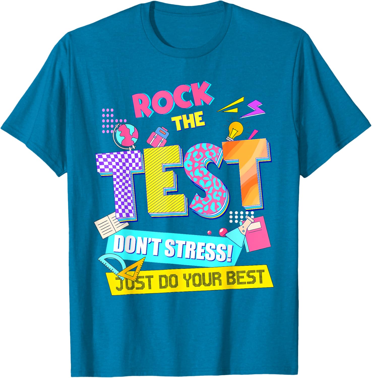Rock The Test Dont Stress Testing Day Teachers Students T-Shirt