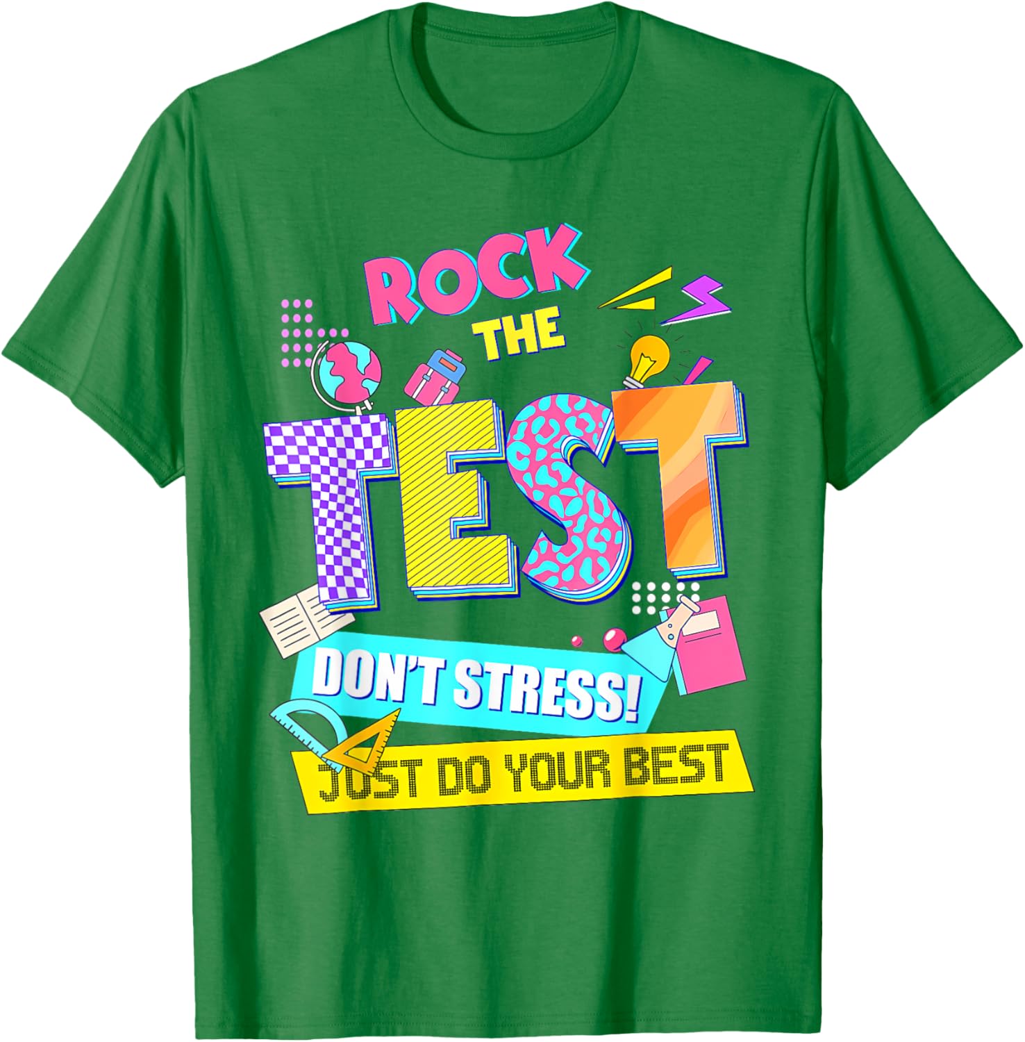 Rock The Test Dont Stress Testing Day Teachers Students T-Shirt