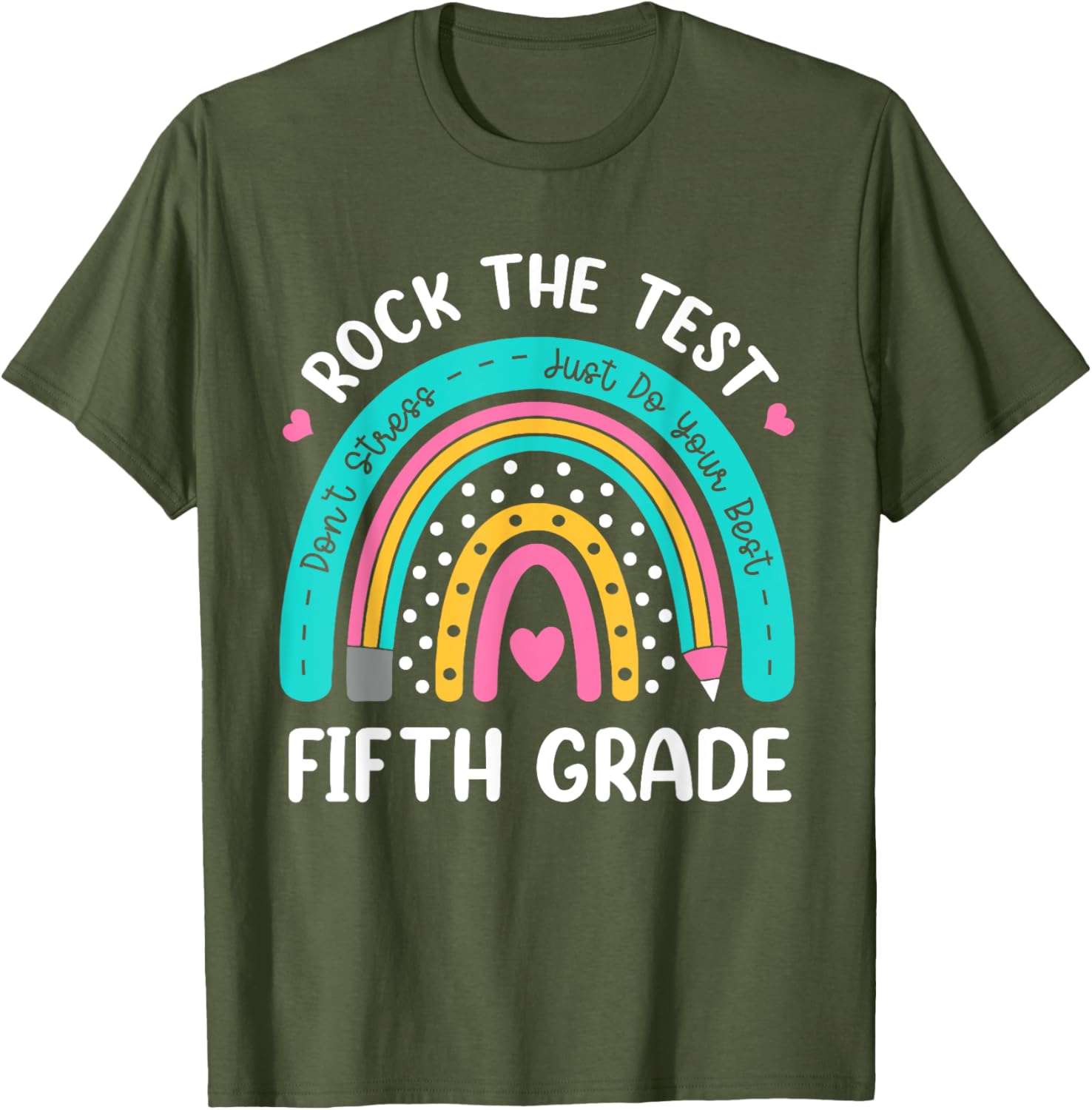 Rock The Test Fifth Grade Rainbow Test Day Teacher Student T-Shirt