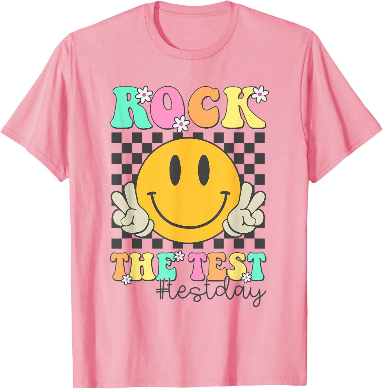Rock The Test Motivational Testing Day Smile Face Test Day T-Shirt