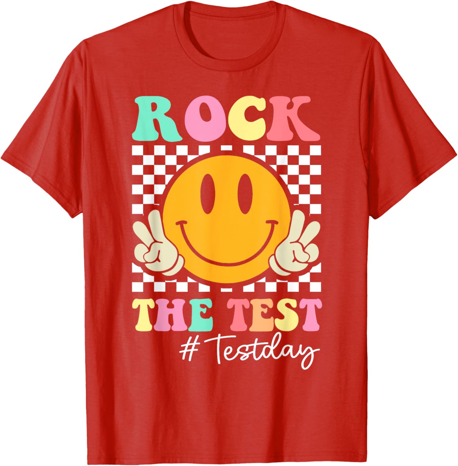 Rock The Test Retro Smile Teacher Kids Testing Test Day T-Shirt