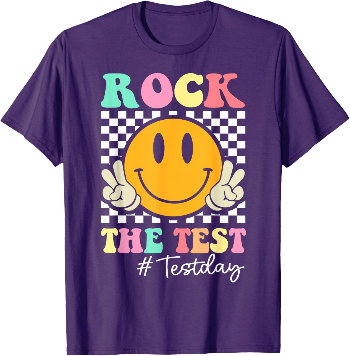 Rock The Test Retro Smile Teacher Kids Testing Test Day T-Shirt