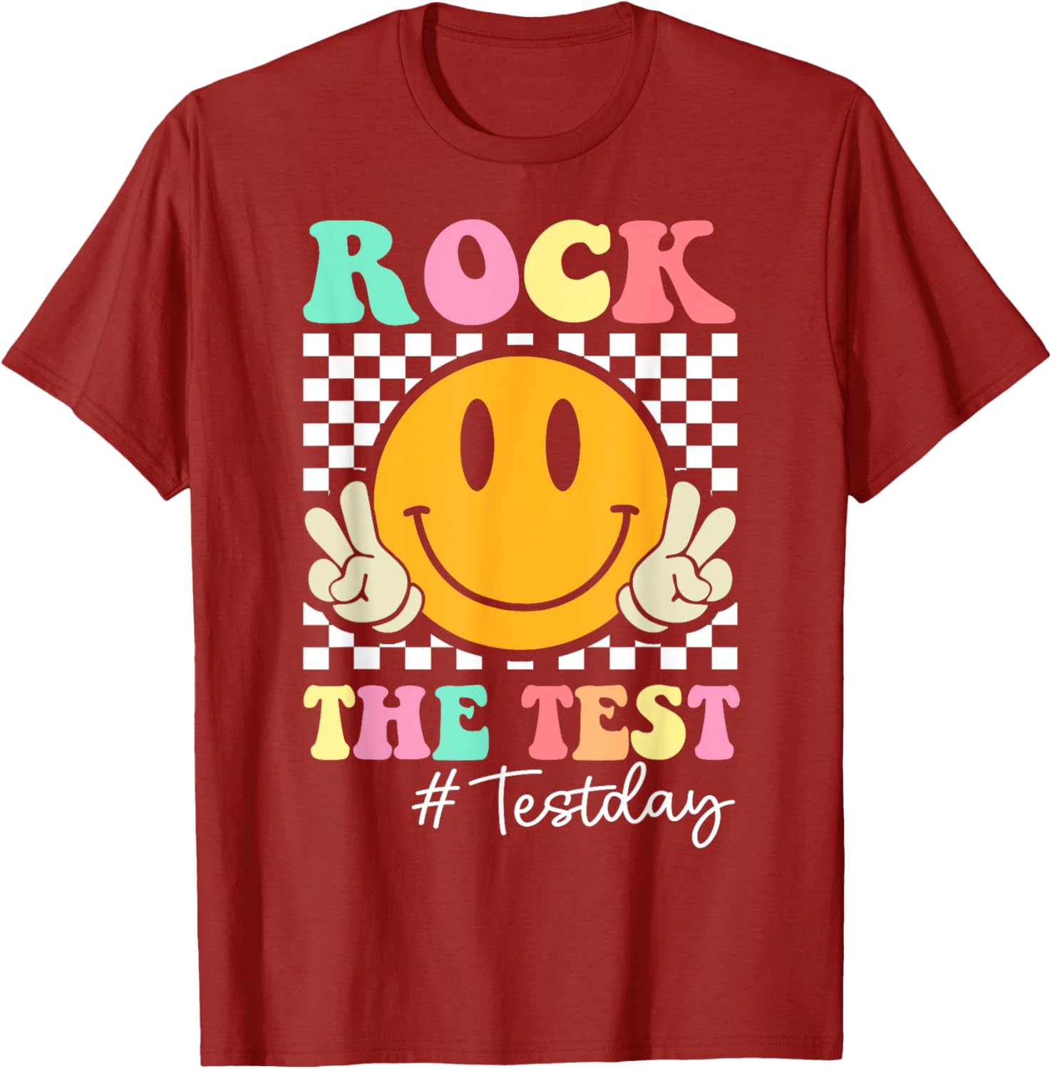 Rock The Test Retro Smile Teacher Kids Testing Test Day T-Shirt