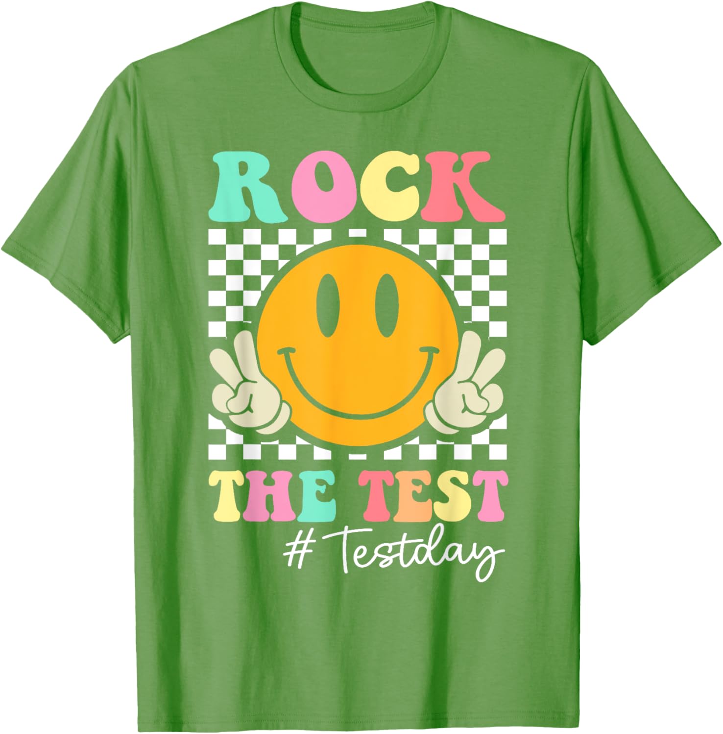 Rock The Test Retro Smile Teacher Kids Testing Test Day T-Shirt