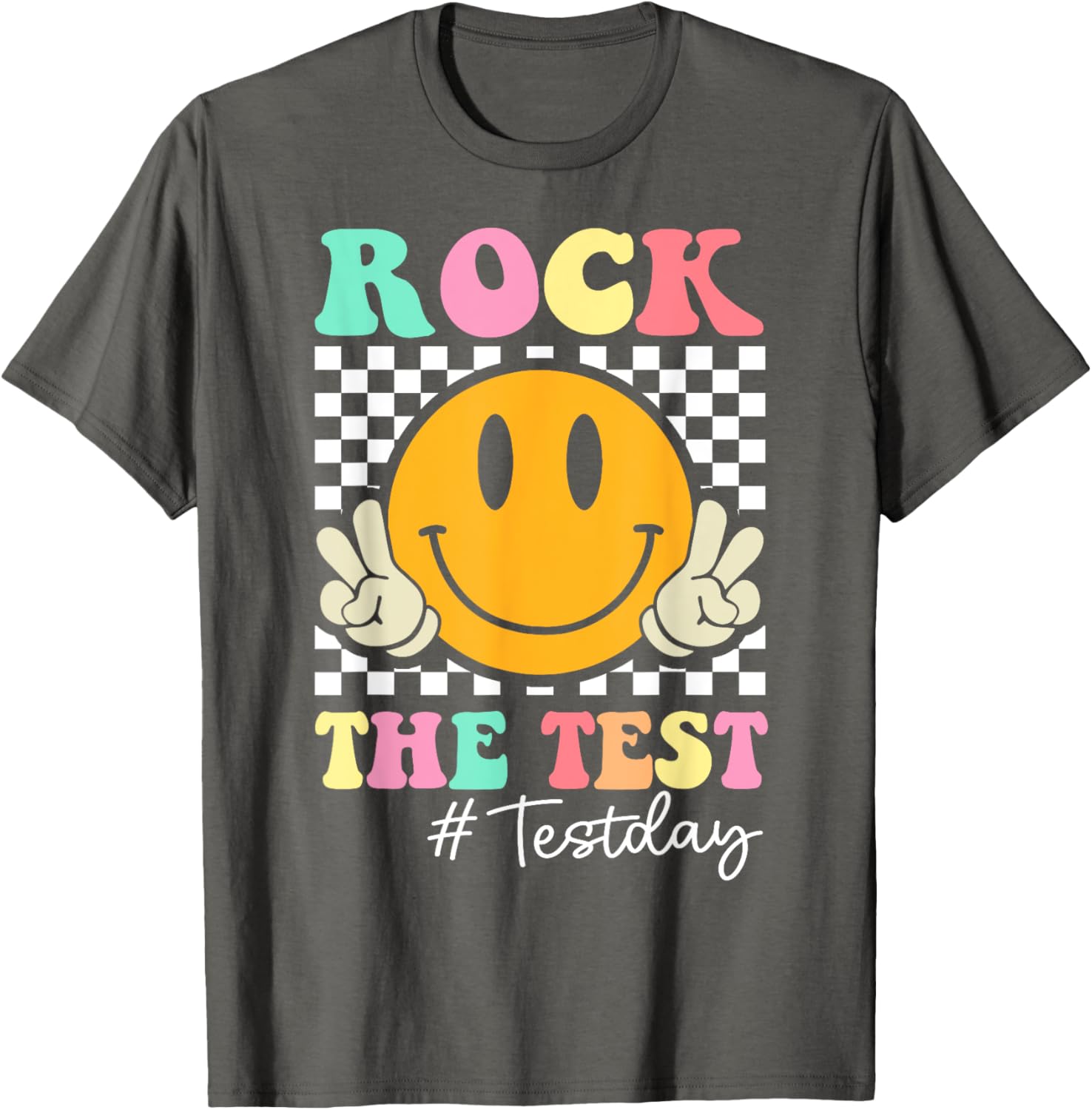 Rock The Test Retro Smile Teacher Kids Testing Test Day T-Shirt
