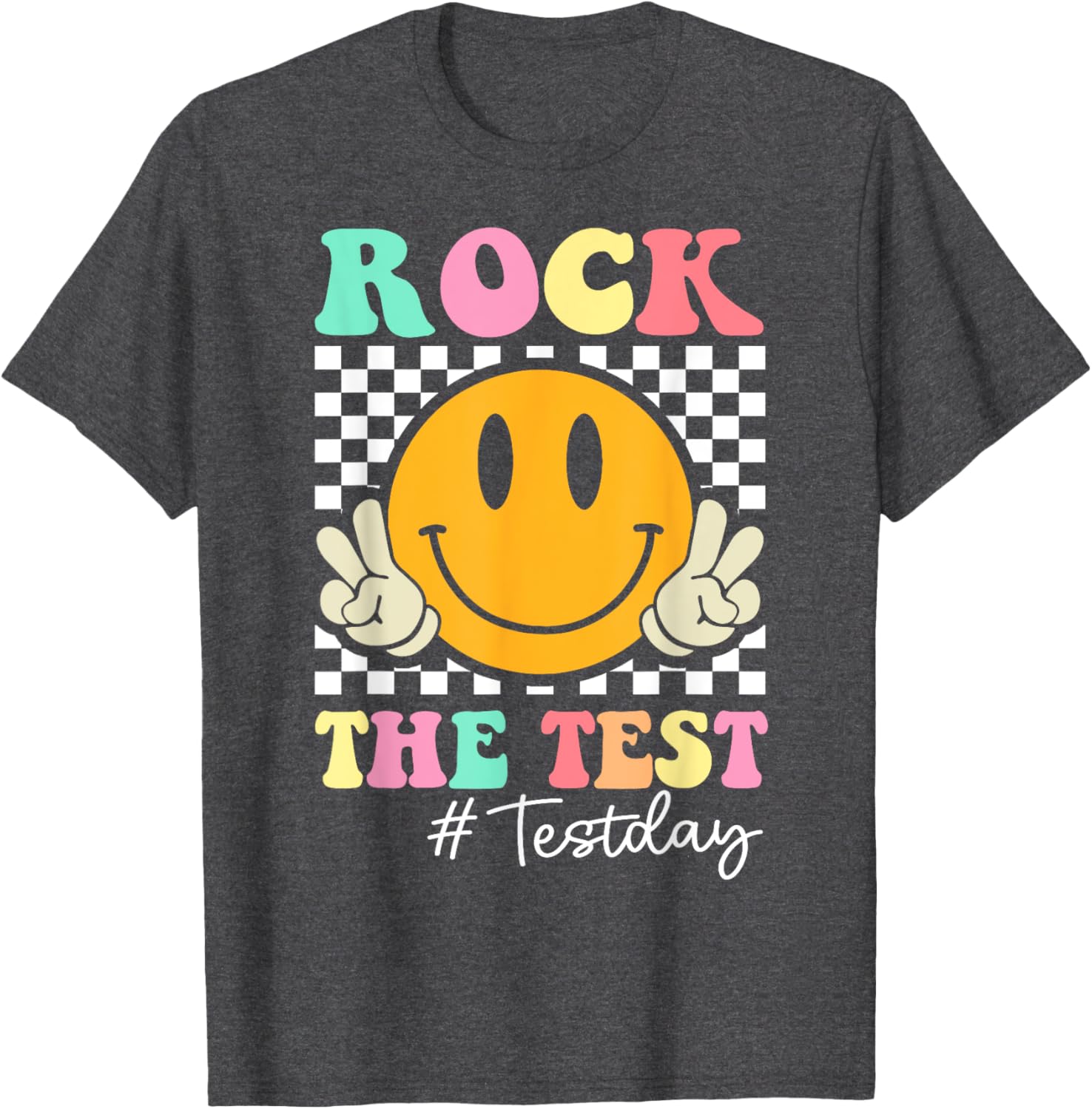 Rock The Test Retro Smile Teacher Kids Testing Test Day T-Shirt