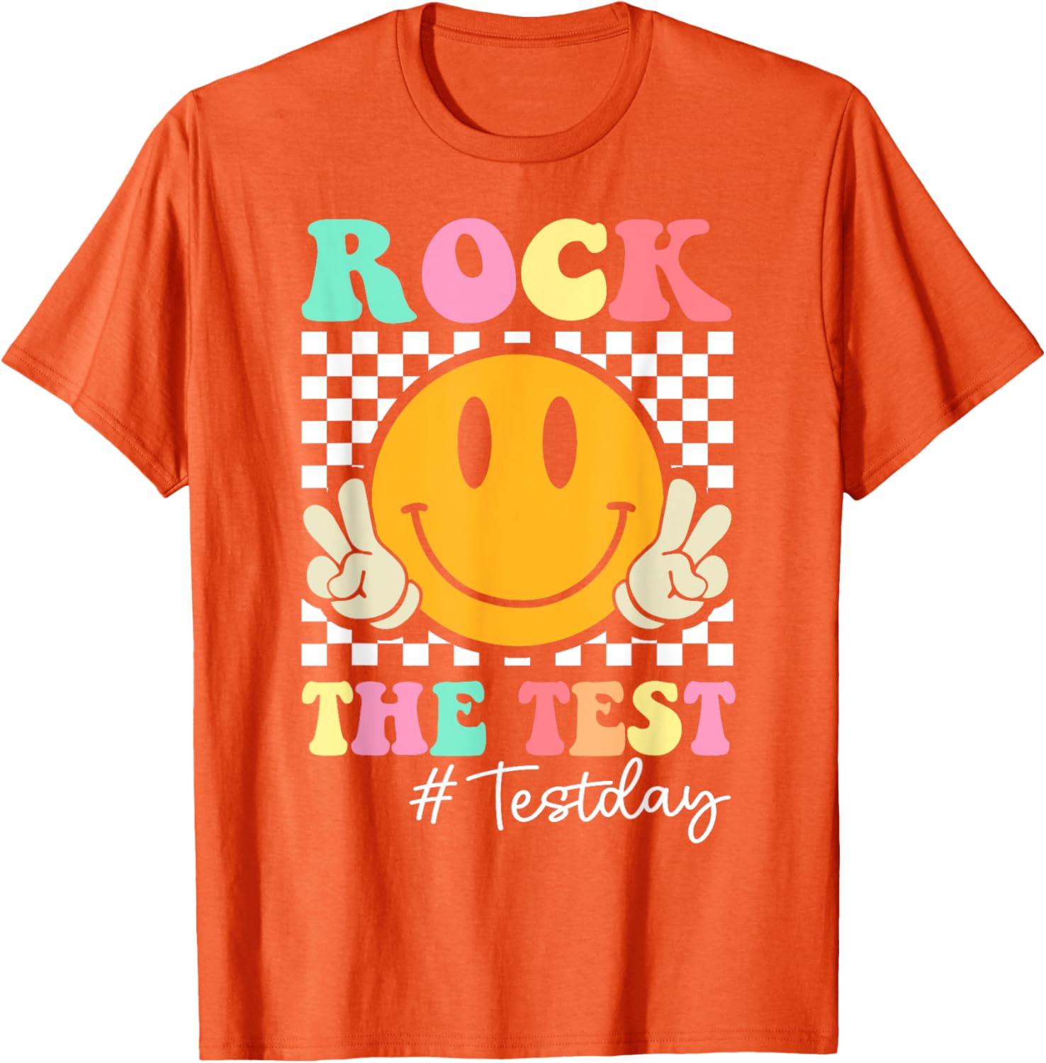 Rock The Test Retro Smile Teacher Kids Testing Test Day T-Shirt