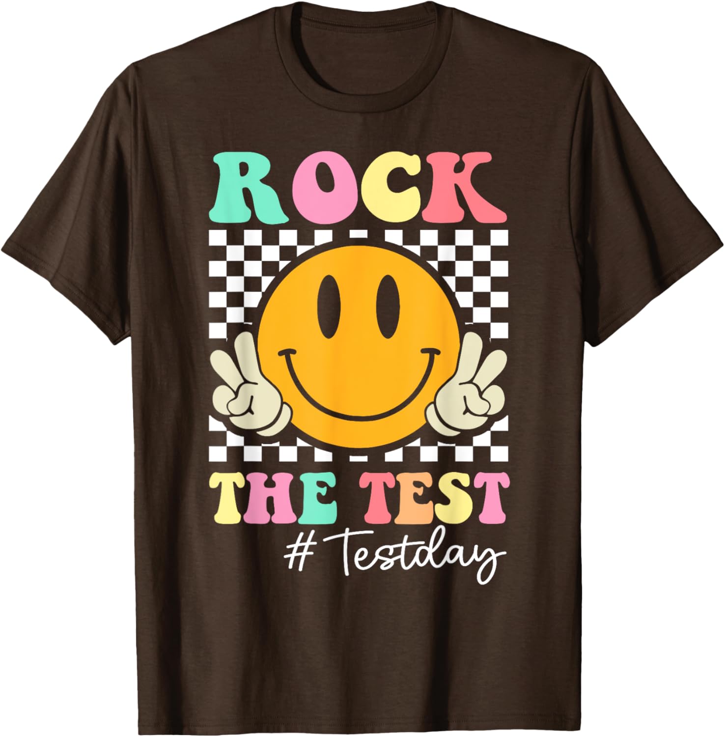 Rock The Test Retro Smile Teacher Kids Testing Test Day T-Shirt