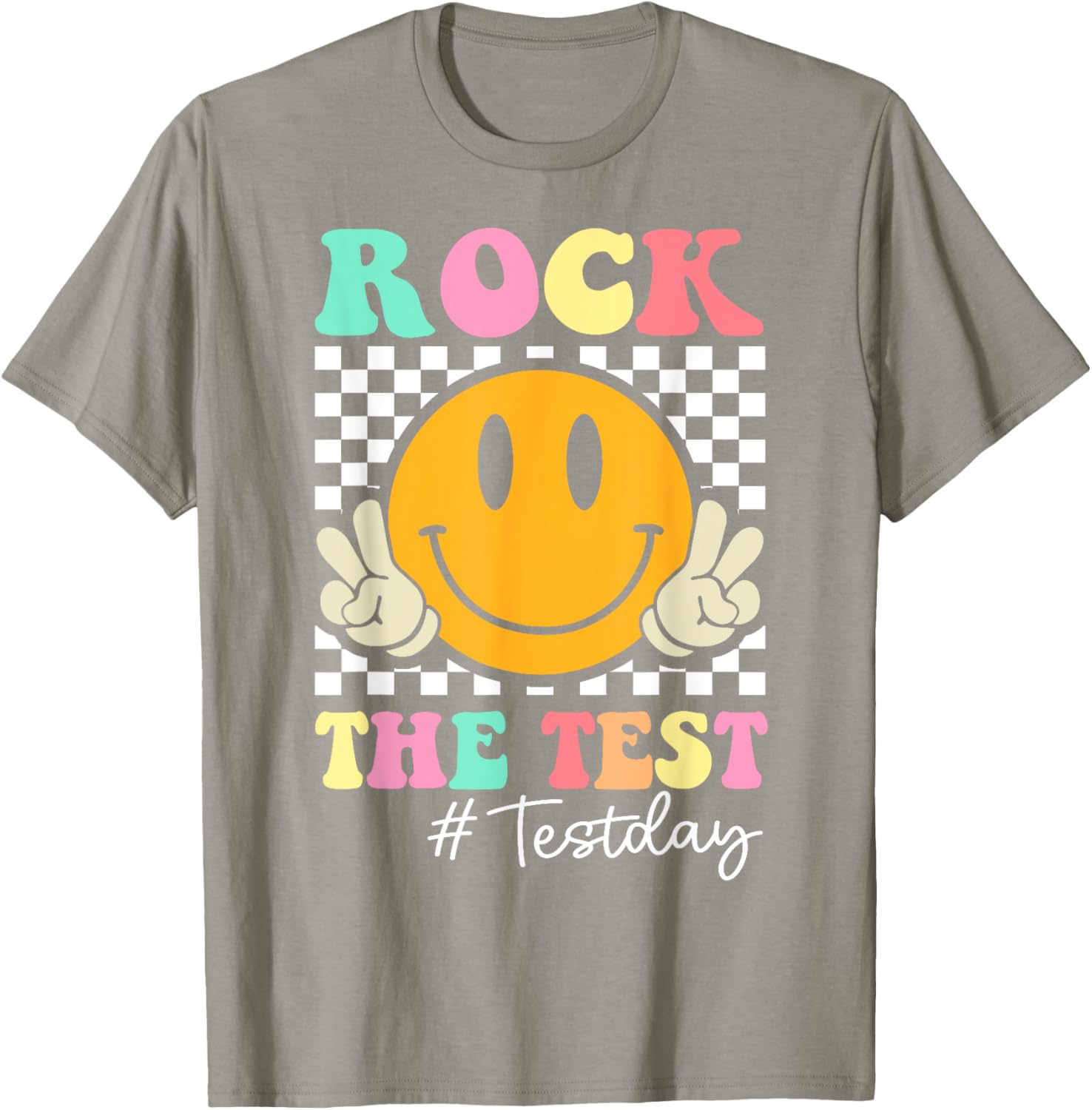 Rock The Test Retro Smile Teacher Kids Testing Test Day T-Shirt