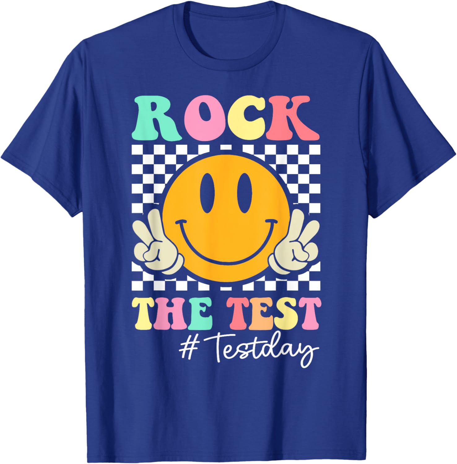 Rock The Test Retro Smile Teacher Kids Testing Test Day T-Shirt