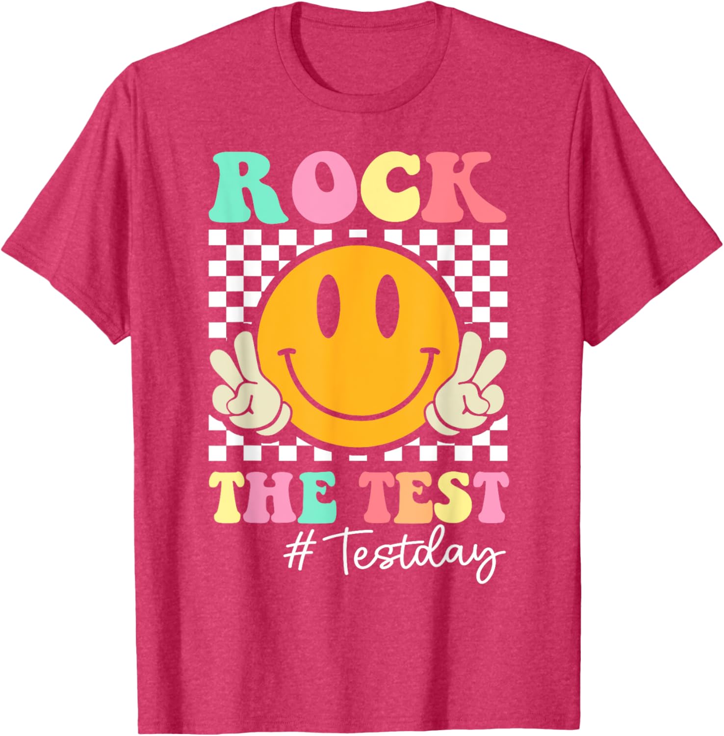 Rock The Test Retro Smile Teacher Kids Testing Test Day T-Shirt