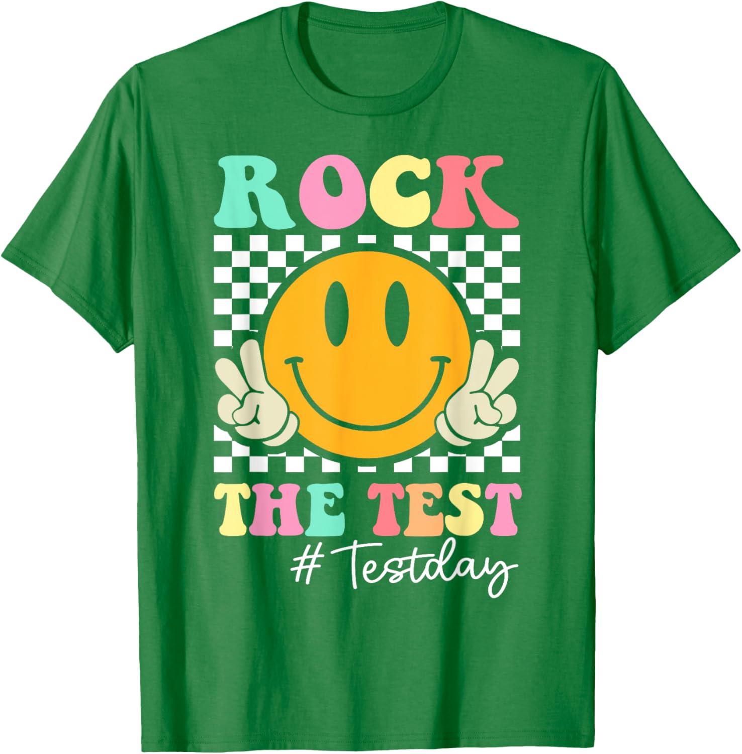 Rock The Test Retro Smile Teacher Kids Testing Test Day T-Shirt
