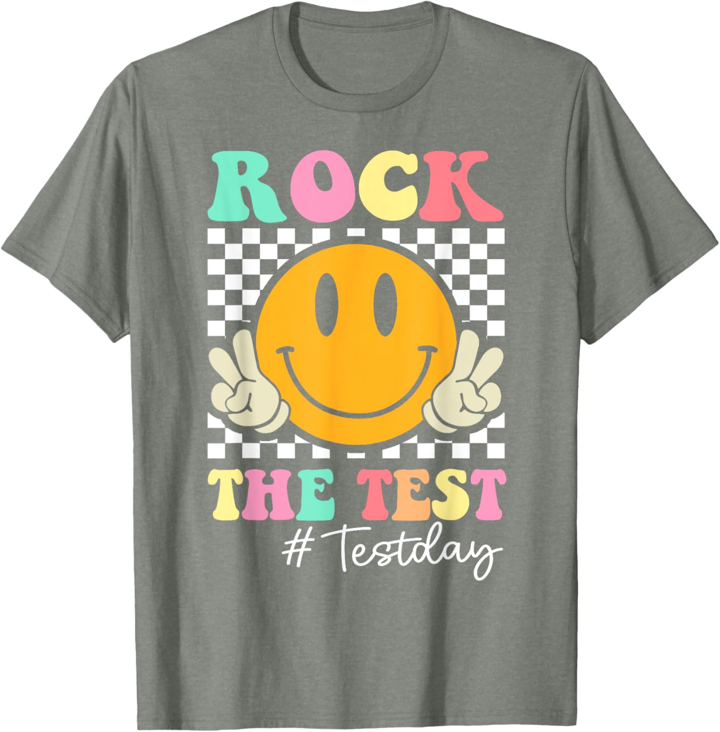 Rock The Test Retro Smile Teacher Kids Testing Test Day T-Shirt