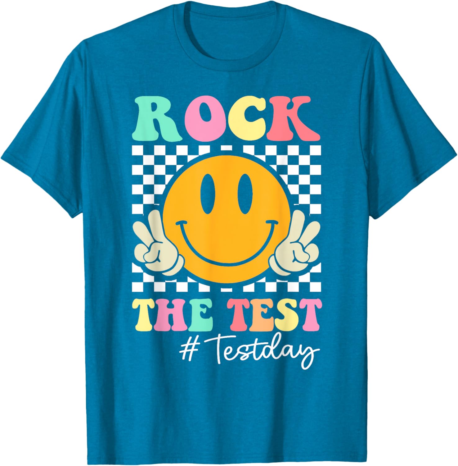 Rock The Test Retro Smile Teacher Kids Testing Test Day T-Shirt