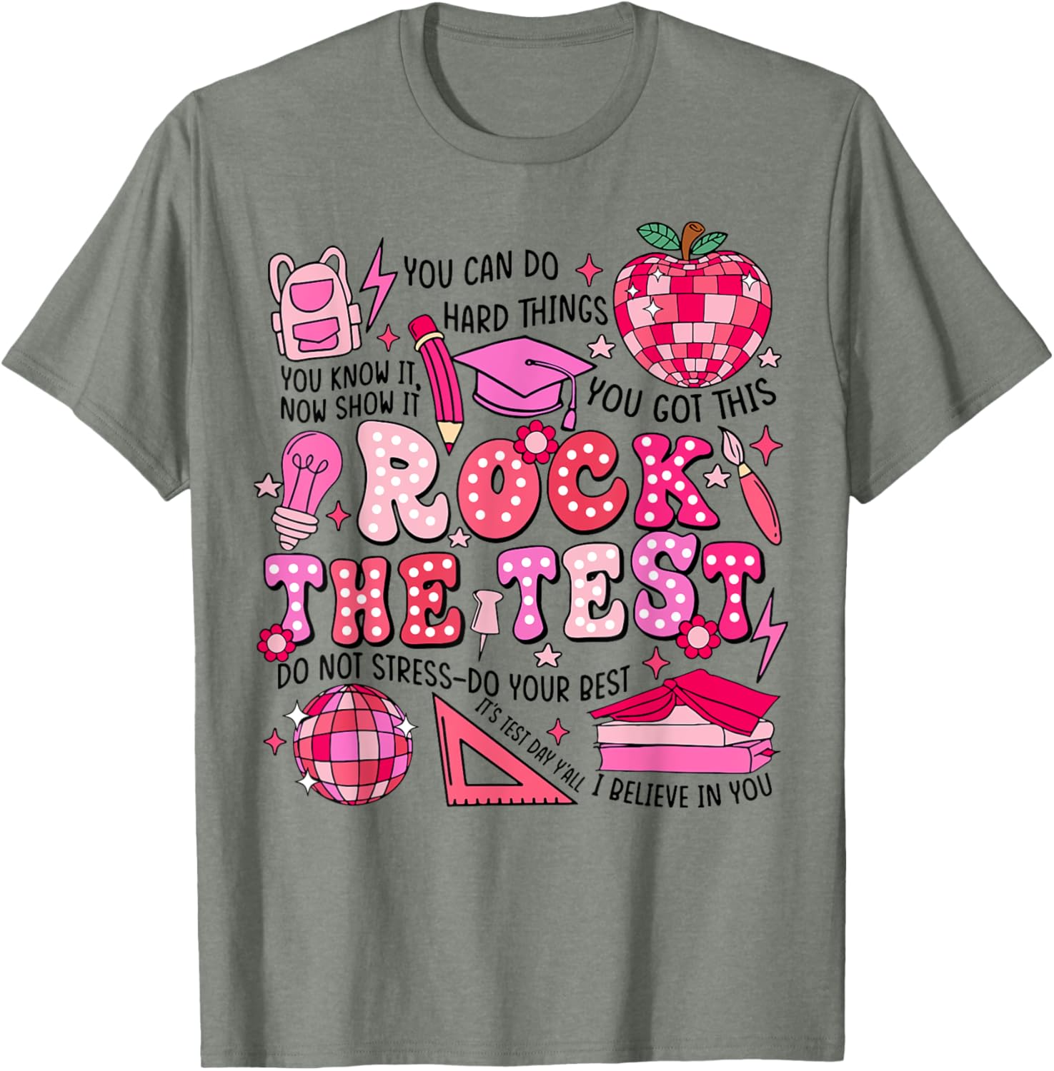 Rock The Test Testing Day Don't Stress Do Your Best Teacher T-Shirt
