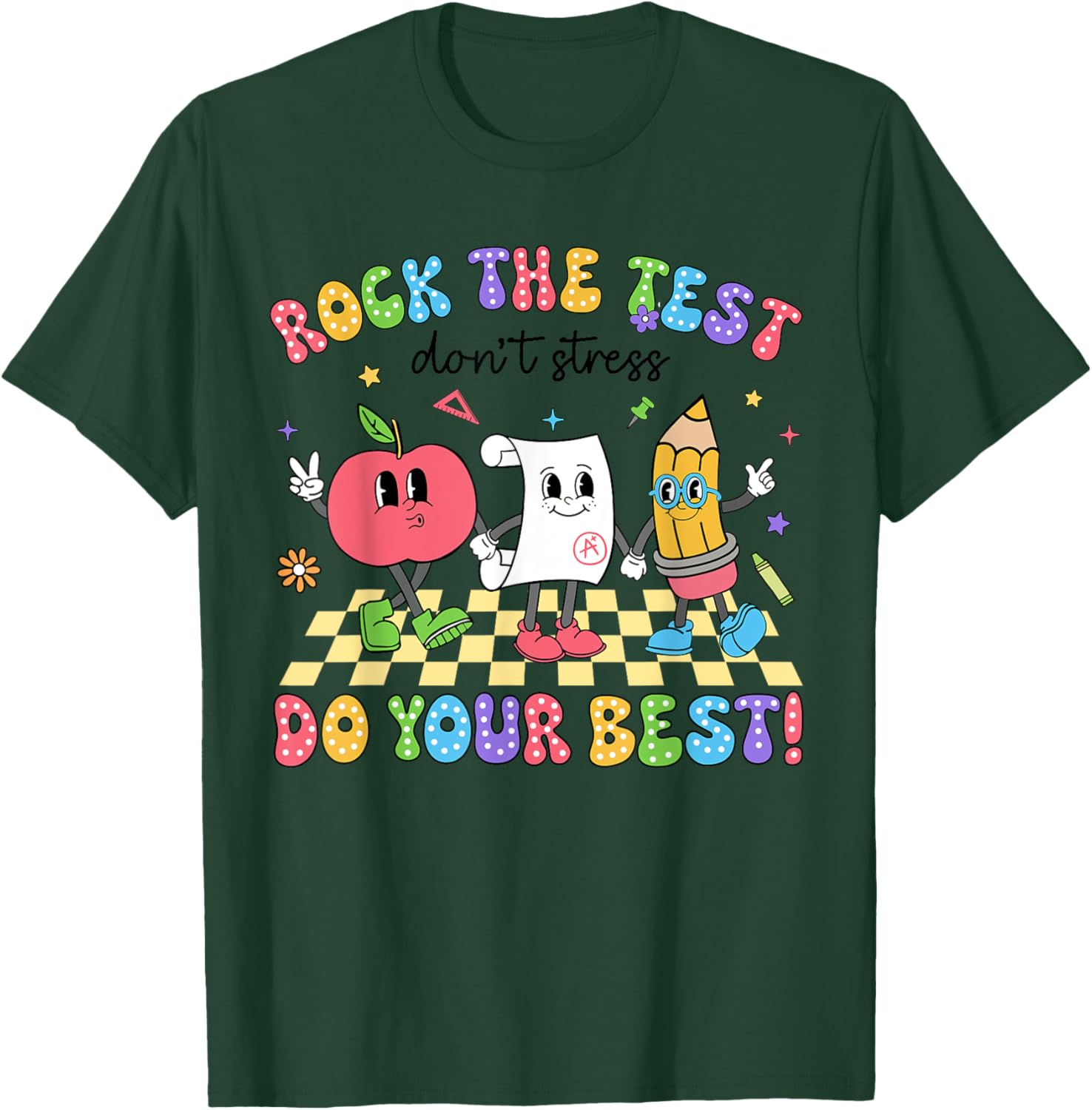 Rock The Test Testing Day Don't Stress Do Your Best Teacher T-Shirt
