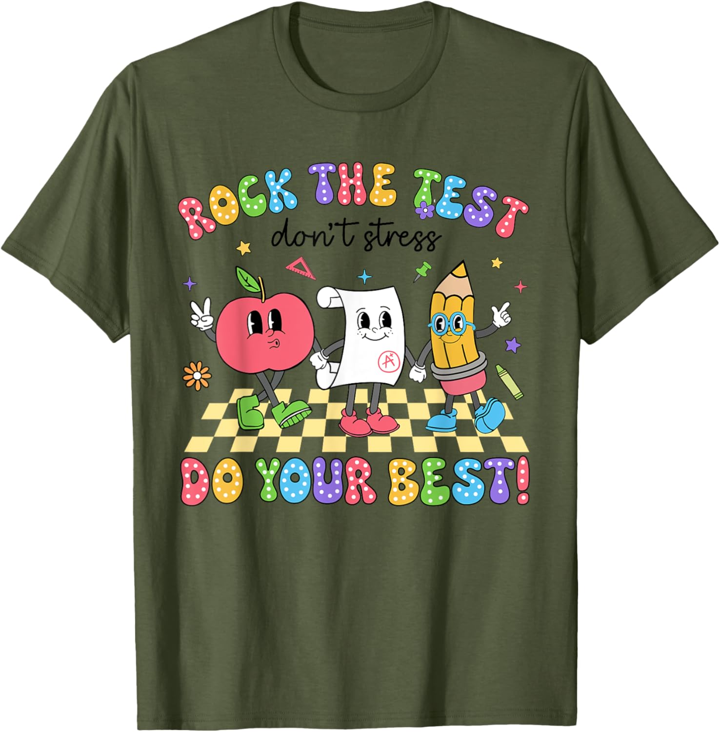 Rock The Test Testing Day Don't Stress Do Your Best Teacher T-Shirt