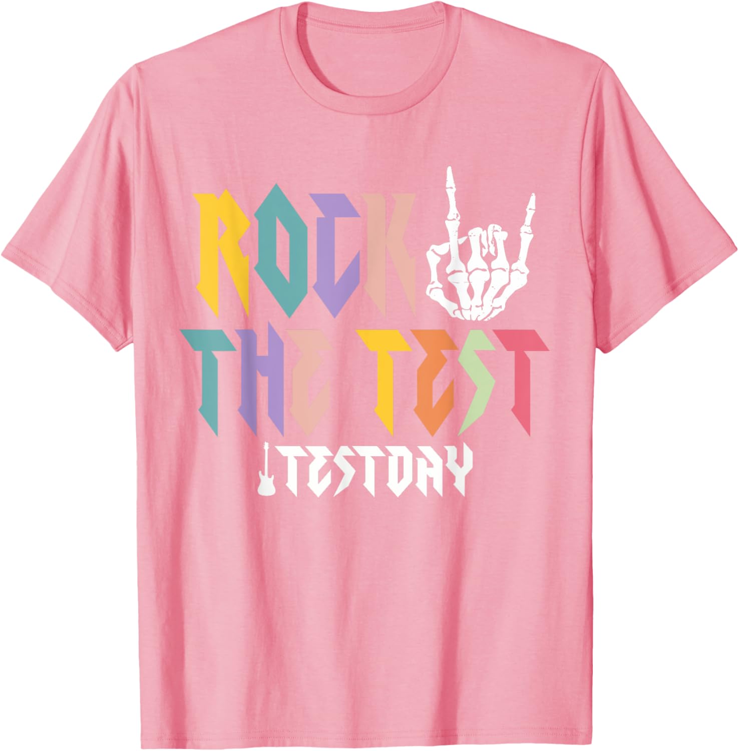 Rock The Test Testing Day Hand Skeleton Teacher Student T-Shirt