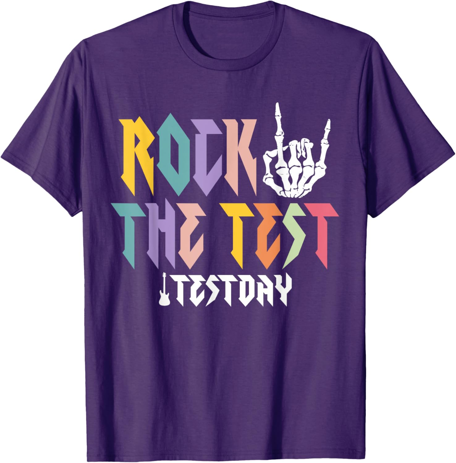 Rock The Test Testing Day Hand Skeleton Teacher Student T-Shirt