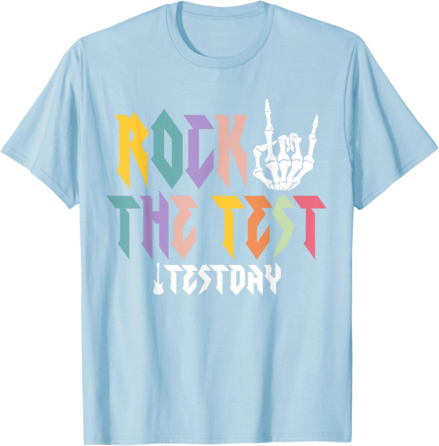 Rock The Test Testing Day Hand Skeleton Teacher Student T-Shirt