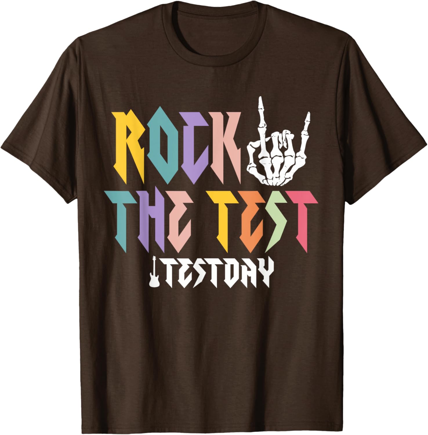 Rock The Test Testing Day Hand Skeleton Teacher Student T-Shirt
