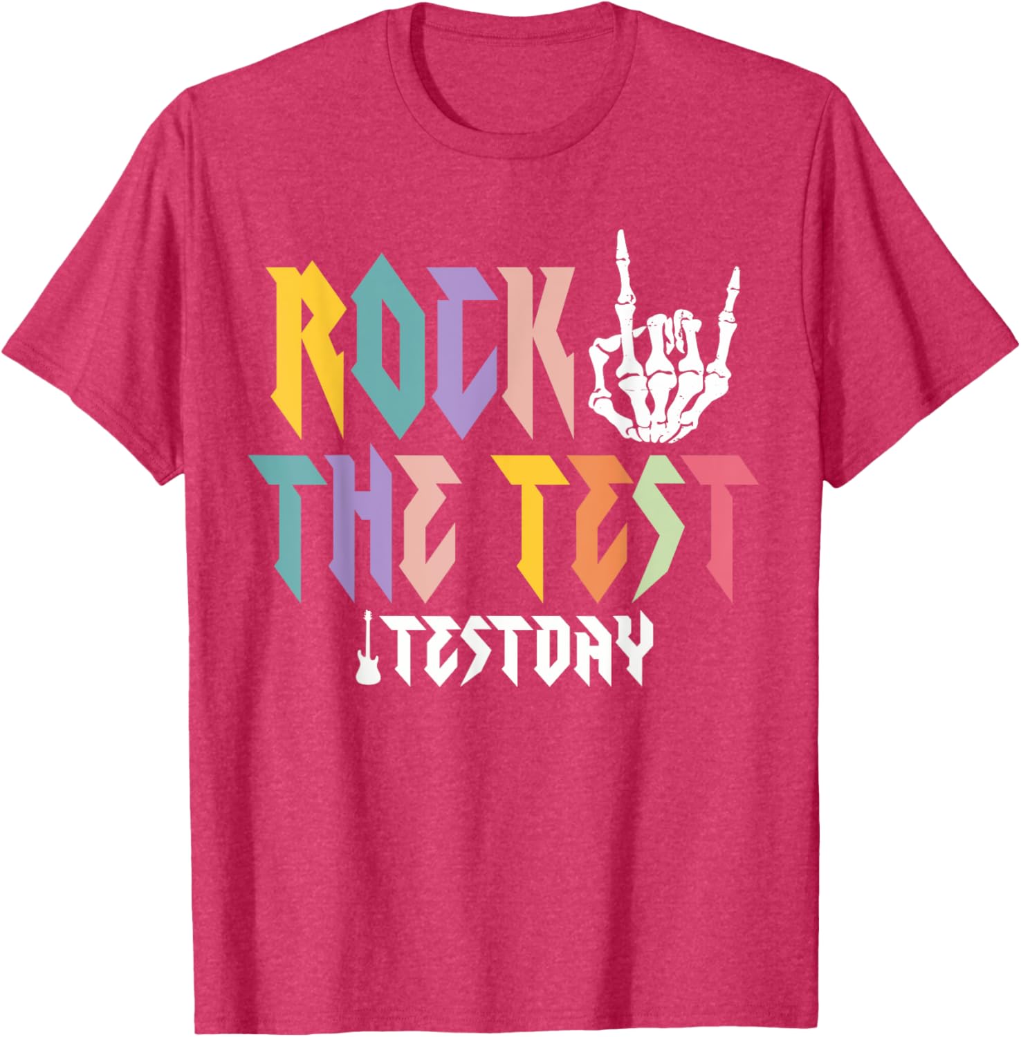 Rock The Test Testing Day Hand Skeleton Teacher Student T-Shirt