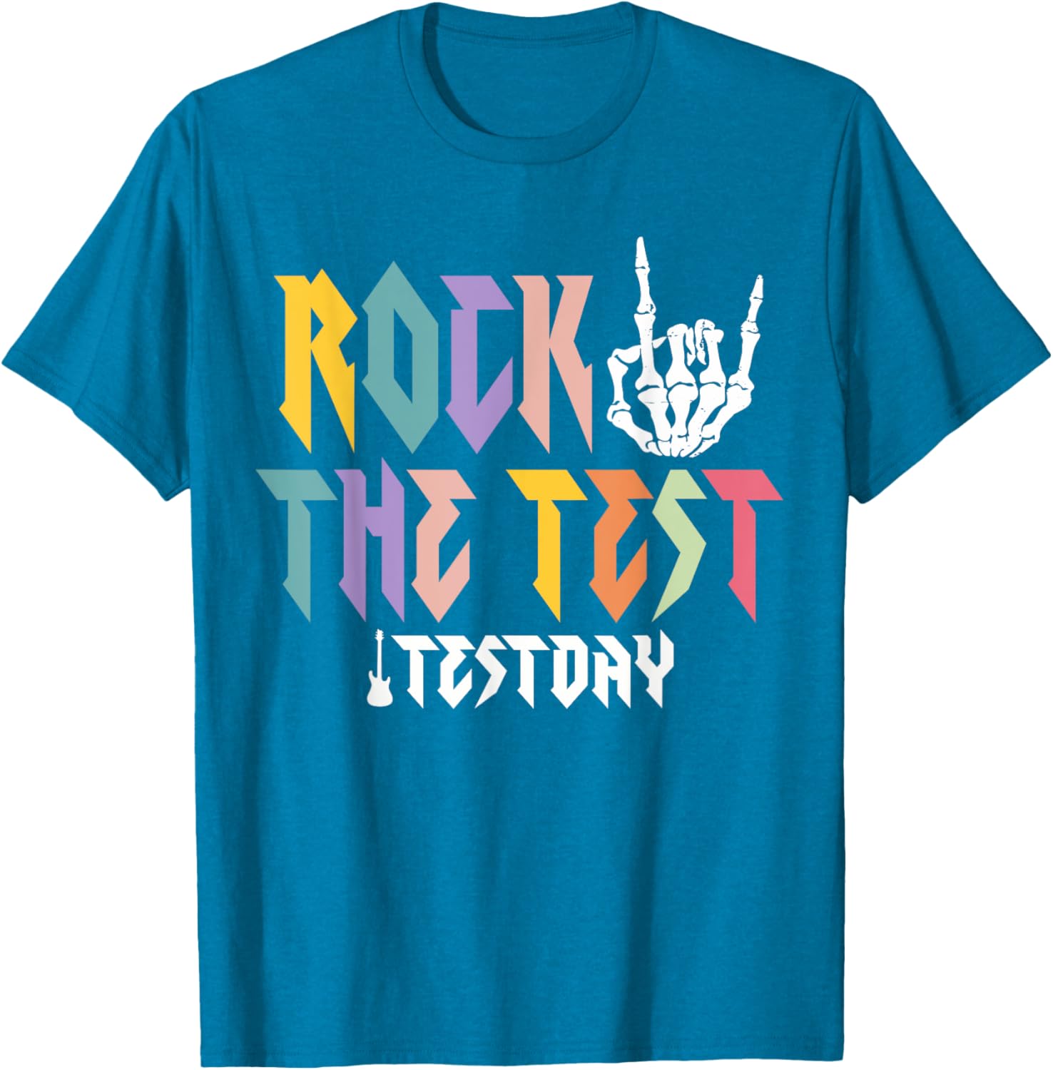Rock The Test Testing Day Hand Skeleton Teacher Student T-Shirt