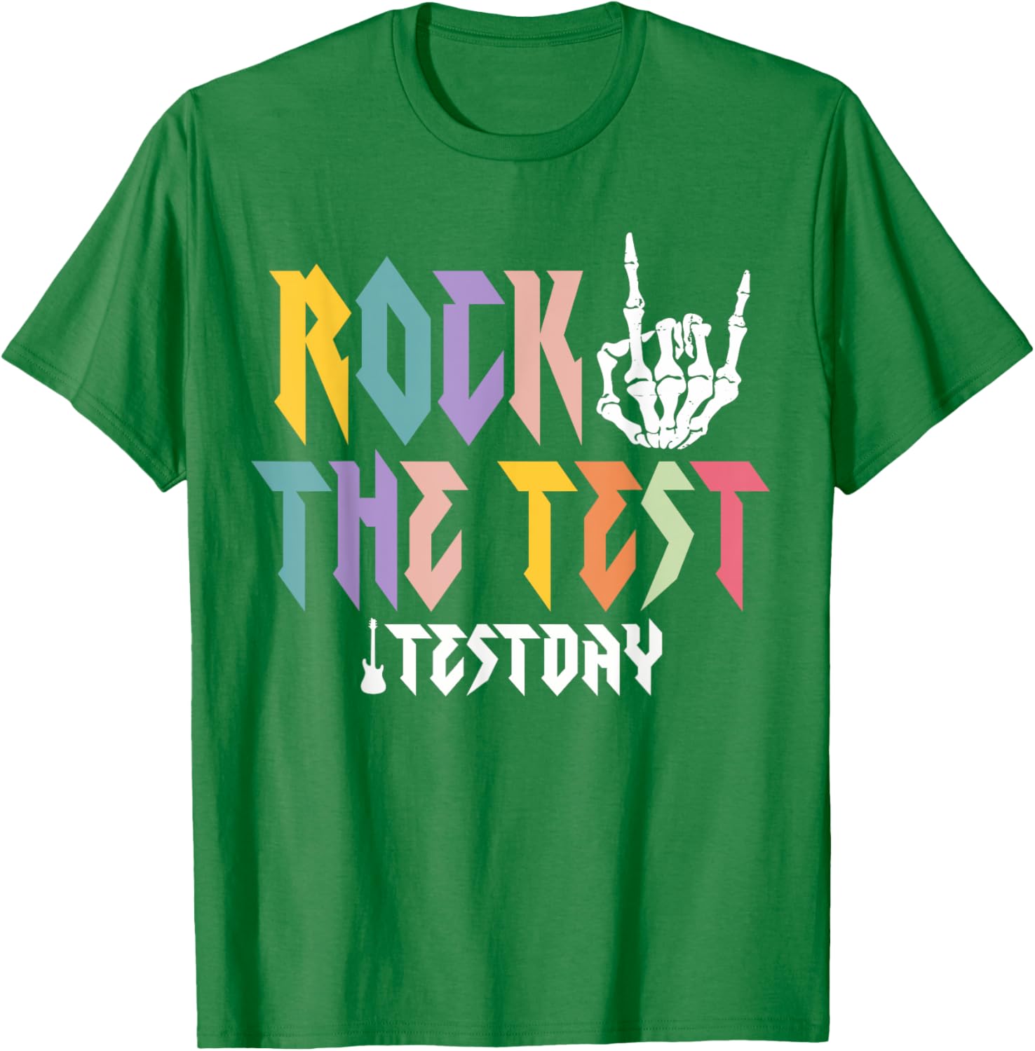 Rock The Test Testing Day Hand Skeleton Teacher Student T-Shirt