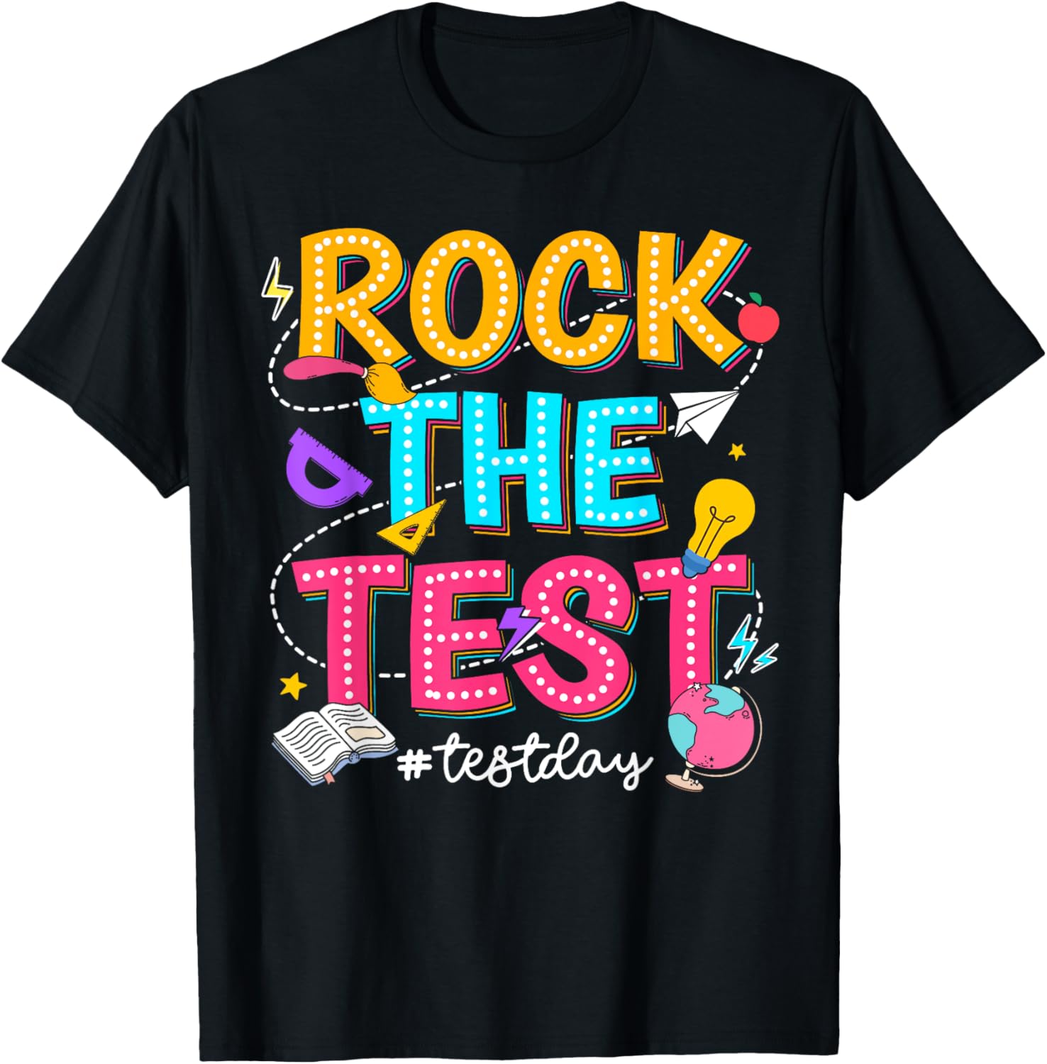 Rock The Test Testing Day Retro Motivational Teacher Student T-Shirt