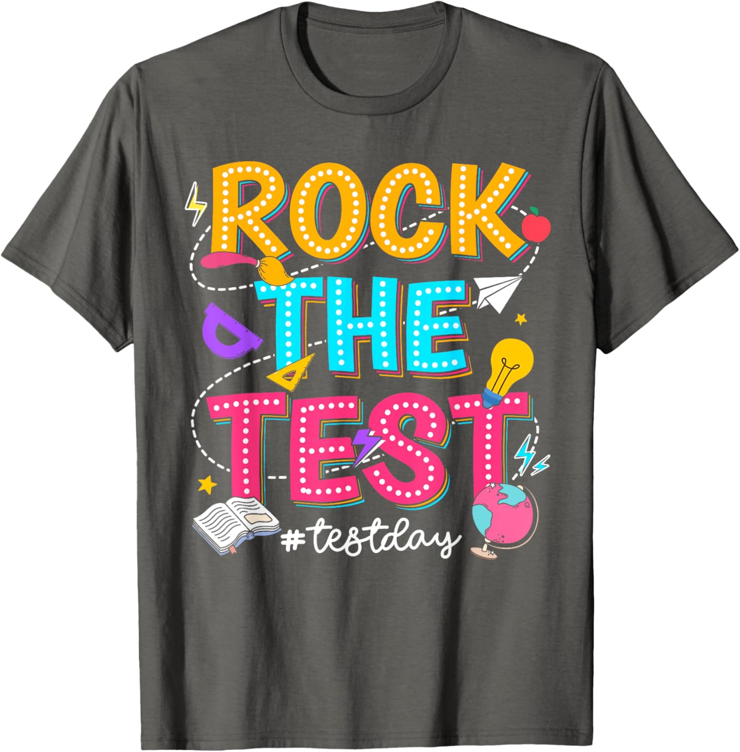 Rock The Test Testing Day Retro Motivational Teacher Student T-Shirt