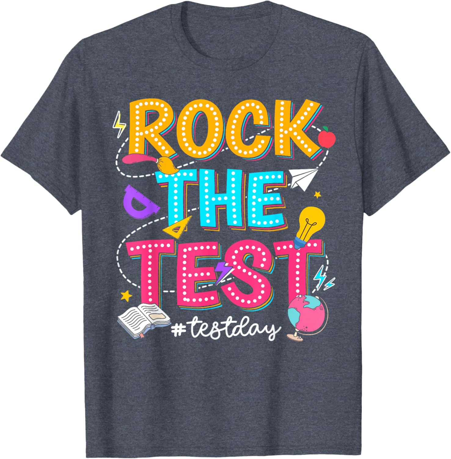 Rock The Test Testing Day Retro Motivational Teacher Student T-Shirt