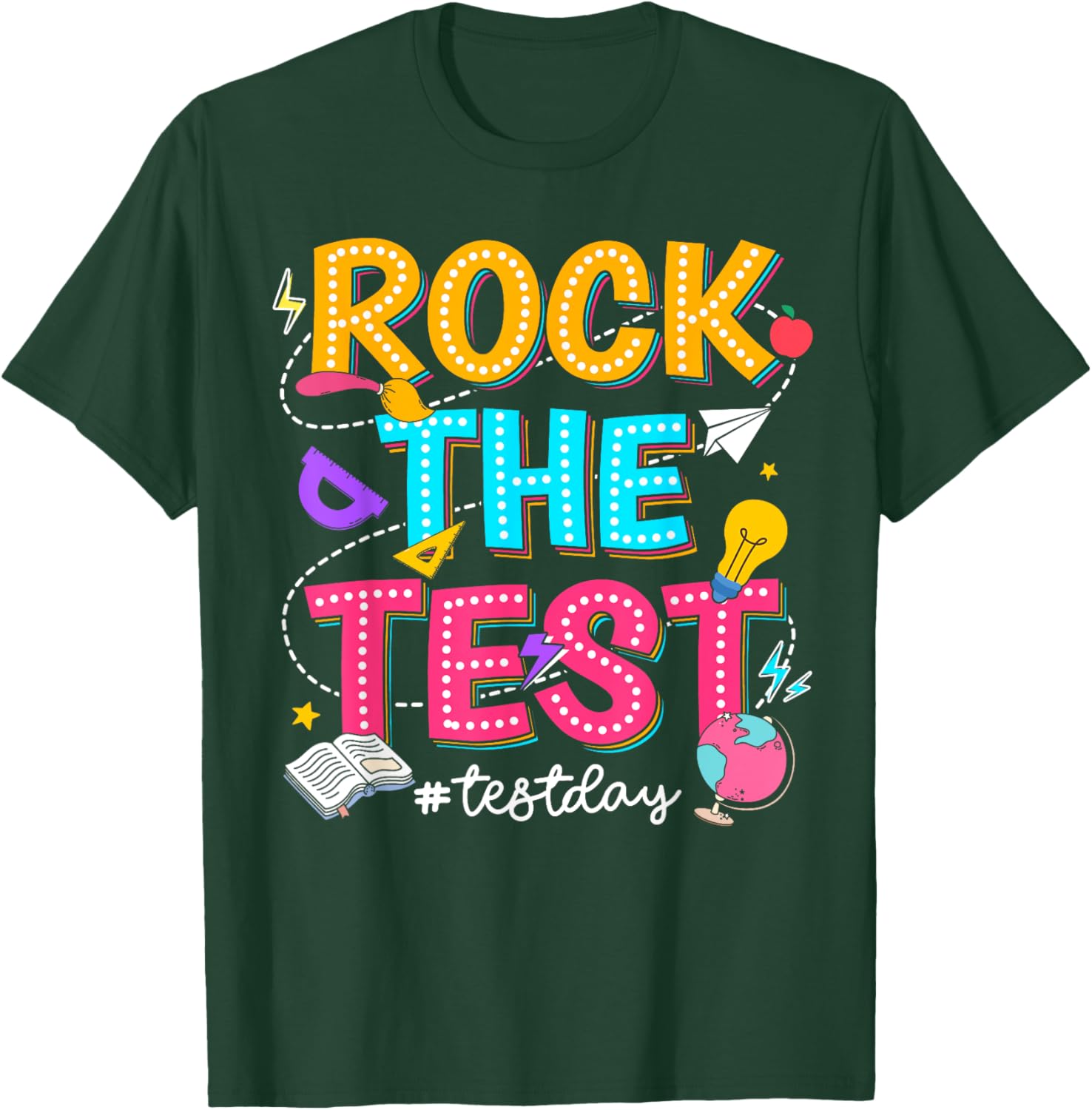 Rock The Test Testing Day Retro Motivational Teacher Student T-Shirt