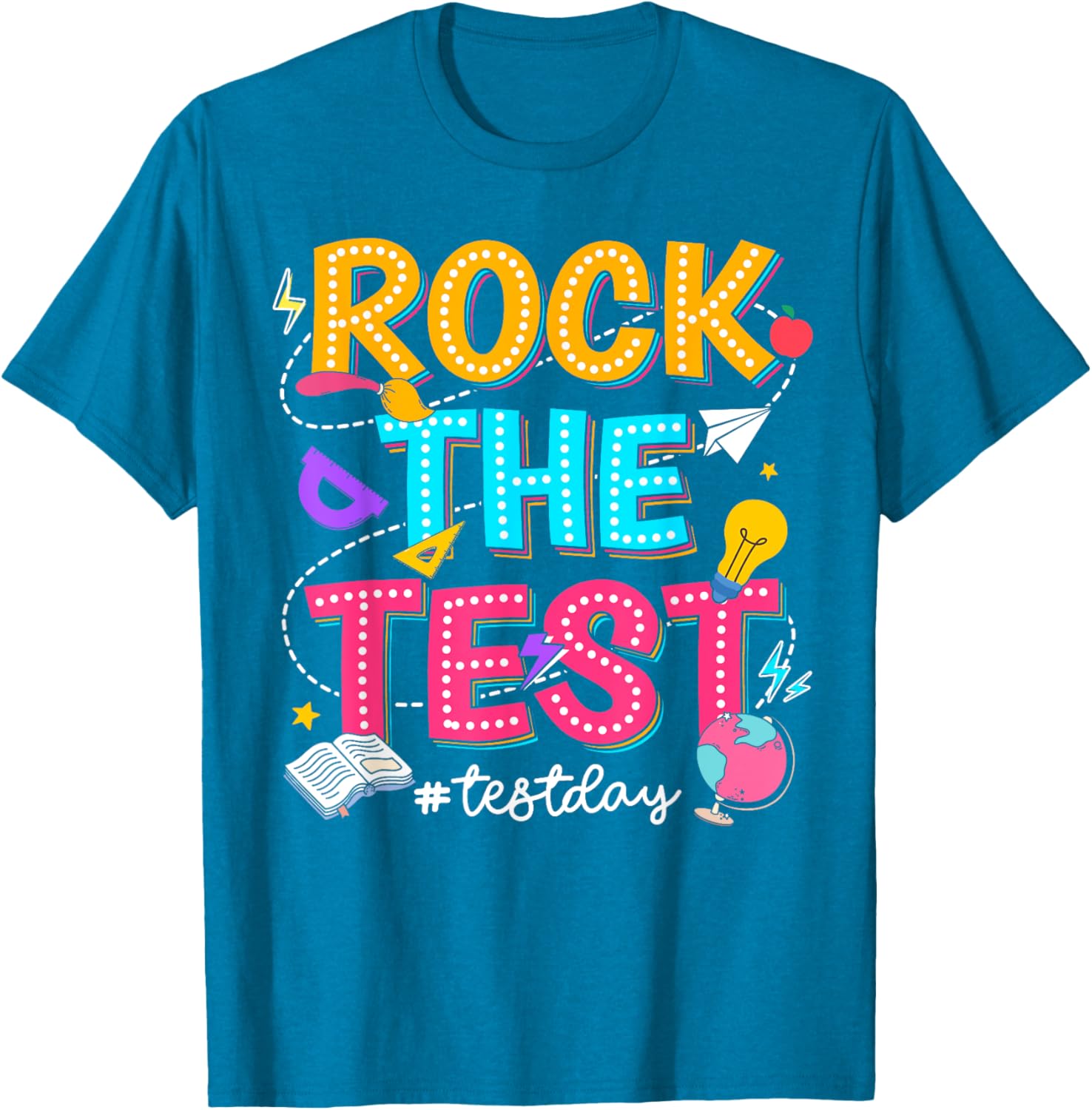 Rock The Test Testing Day Retro Motivational Teacher Student T-Shirt