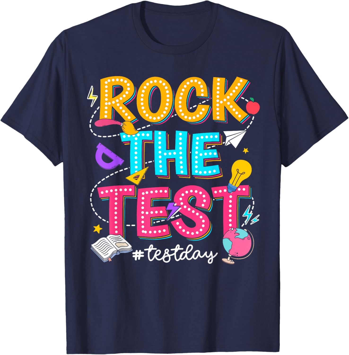 Rock The Test Testing Day Retro Motivational Teacher Student T-Shirt