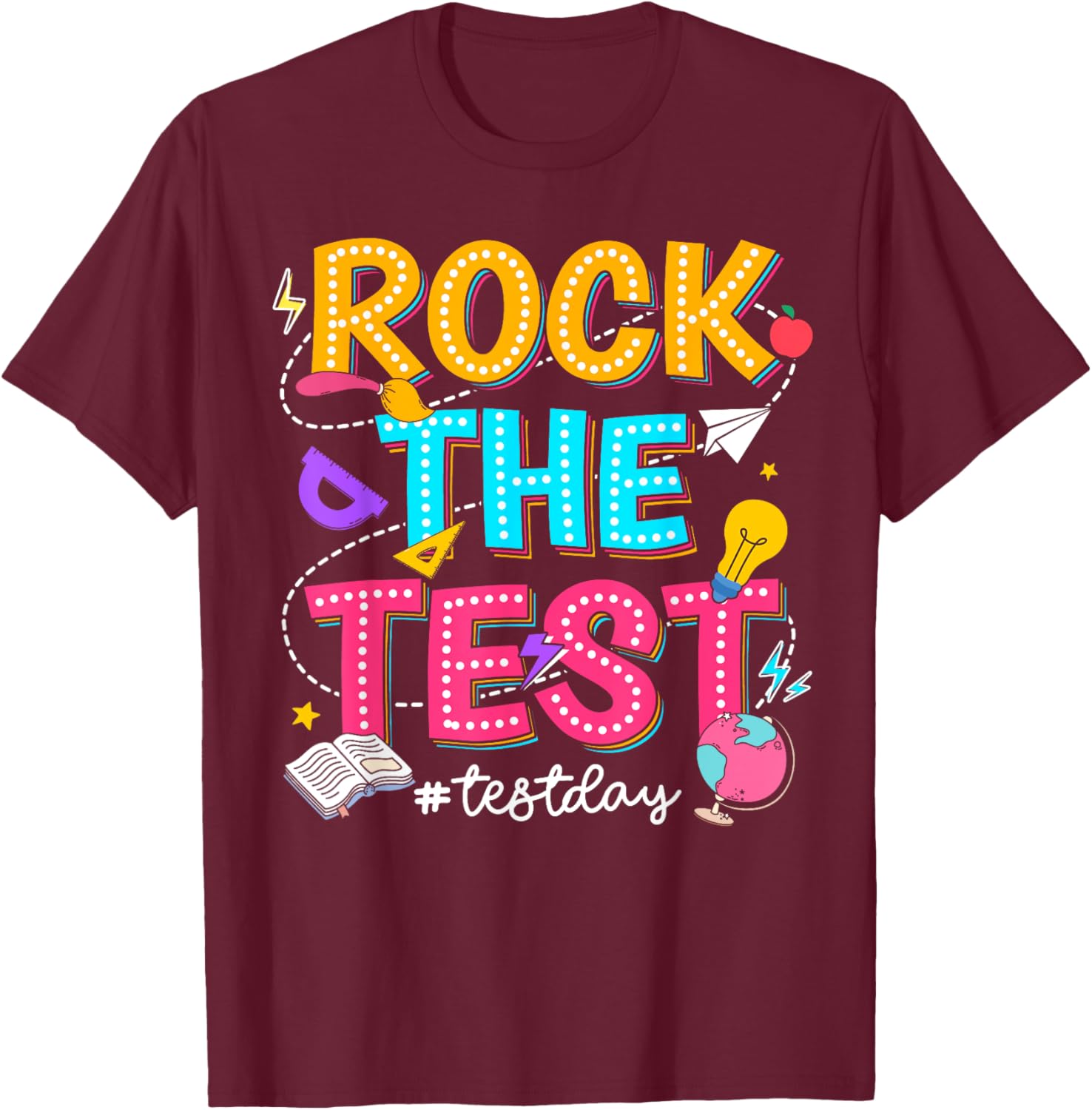 Rock The Test Testing Day Retro Motivational Teacher Student T-Shirt