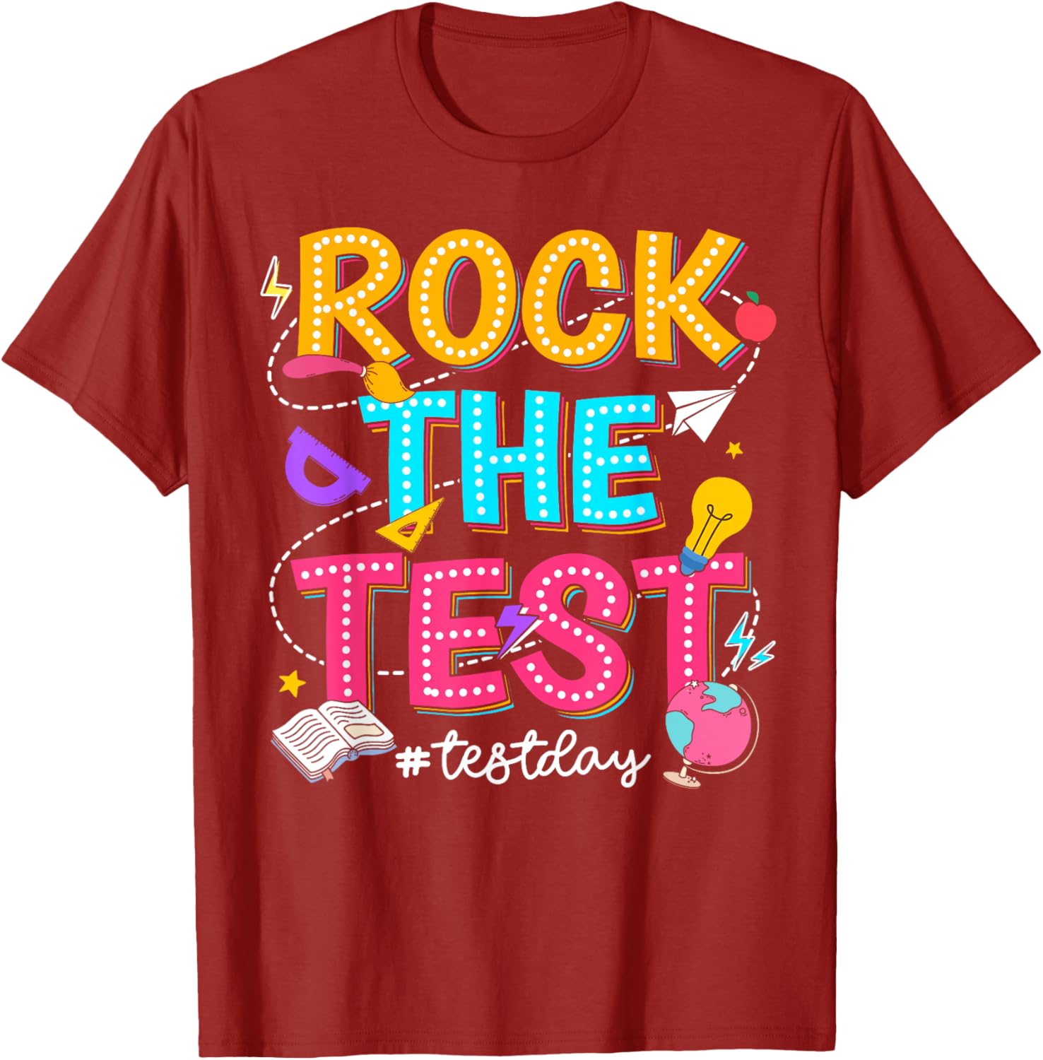 Rock The Test Testing Day Retro Motivational Teacher Student T-Shirt