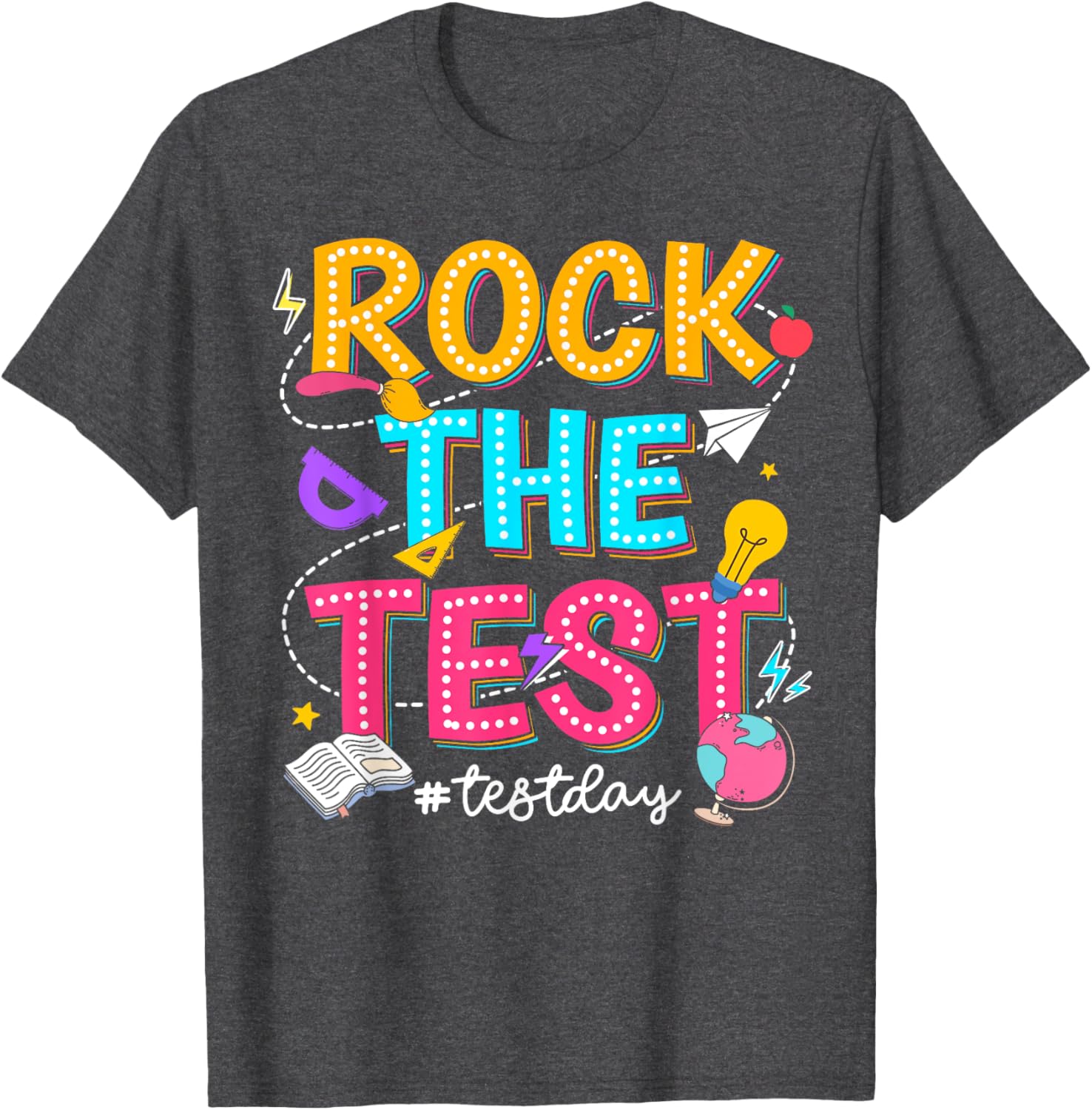 Rock The Test Testing Day Retro Motivational Teacher Student T-Shirt