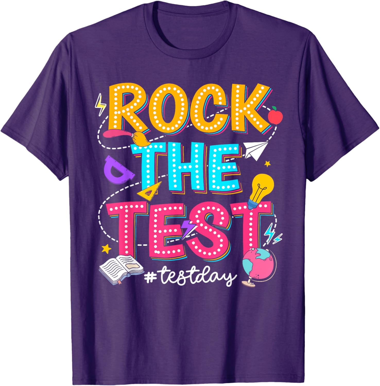 Rock The Test Testing Day Retro Motivational Teacher Student T-Shirt