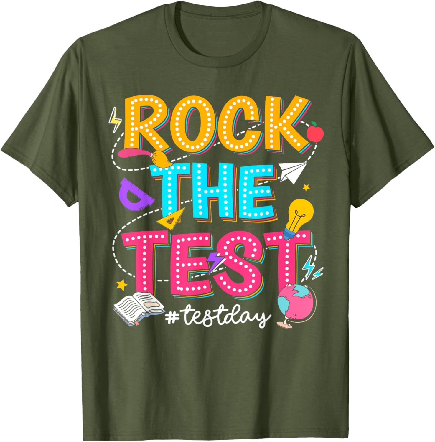 Rock The Test Testing Day Retro Motivational Teacher Student T-Shirt