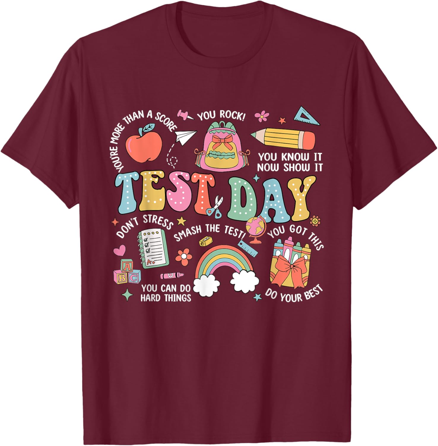 Rock The Test Testing Day Retro Motivational Teacher Student T-Shirt