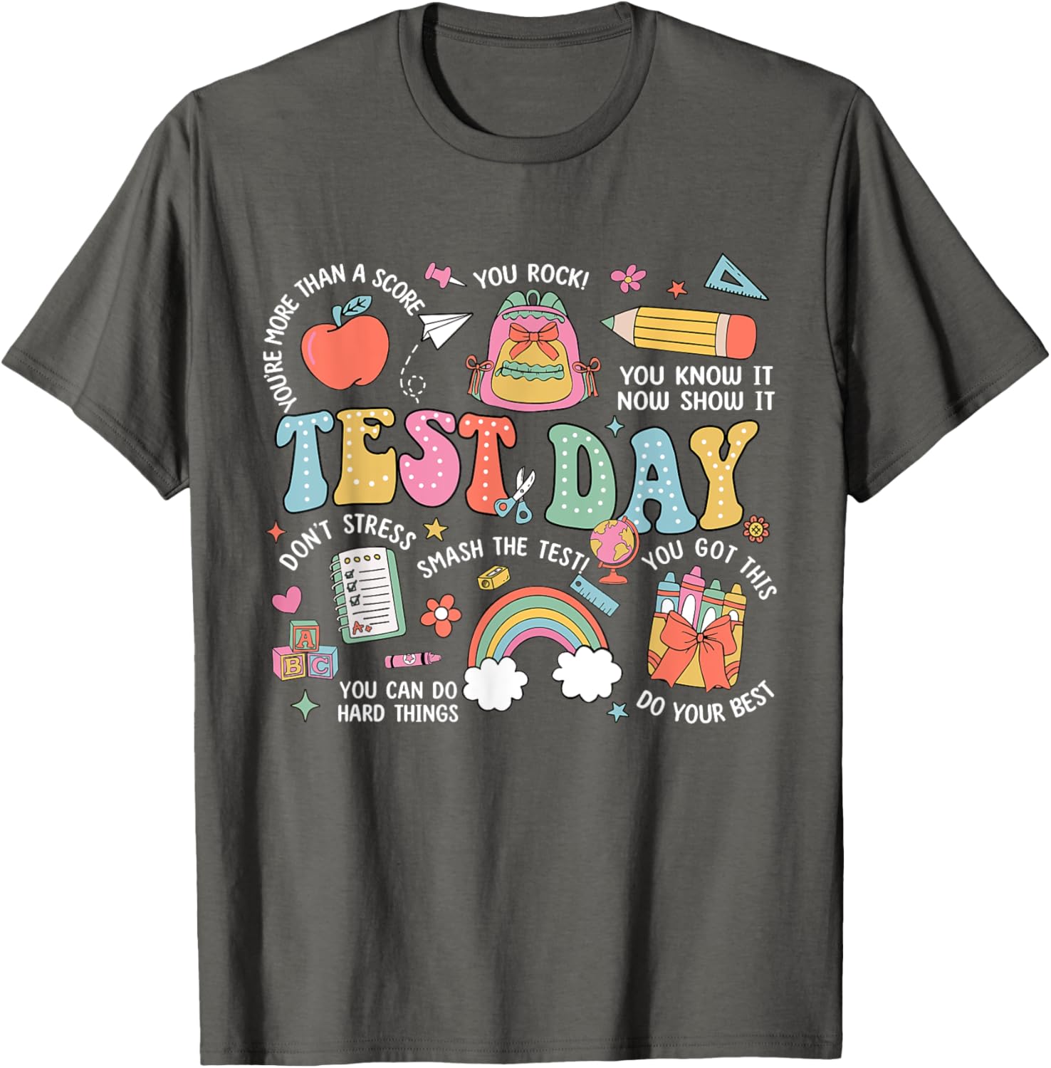 Rock The Test Testing Day Retro Motivational Teacher Student T-Shirt